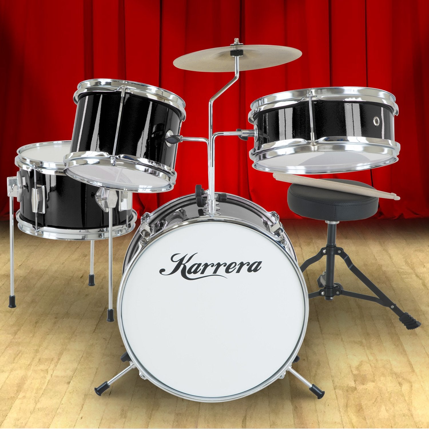 Karrera Children's 4pc Drum Kit - Black 10