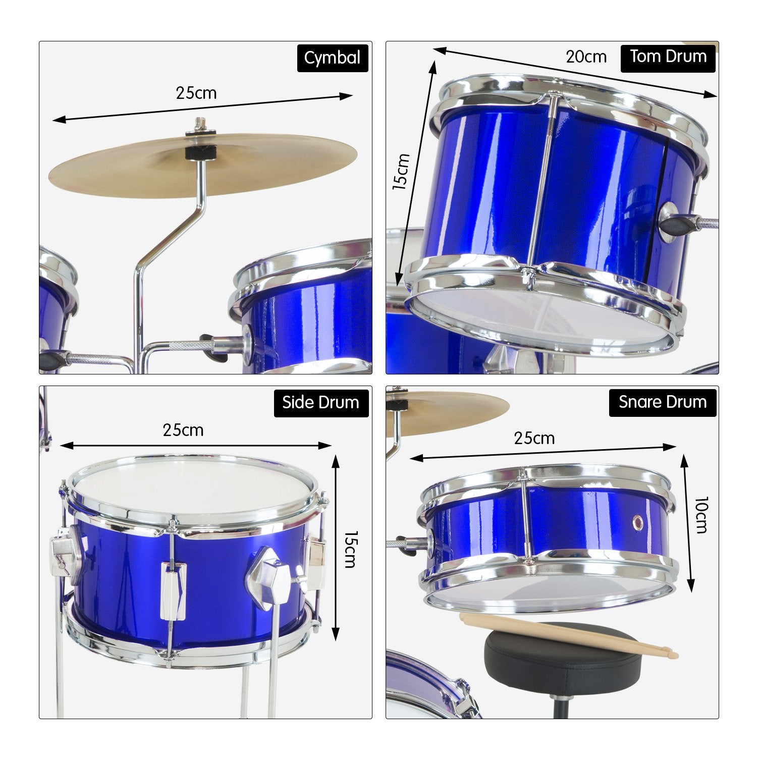 Karrera Children's 4pc Drum Kit - Blue 3
