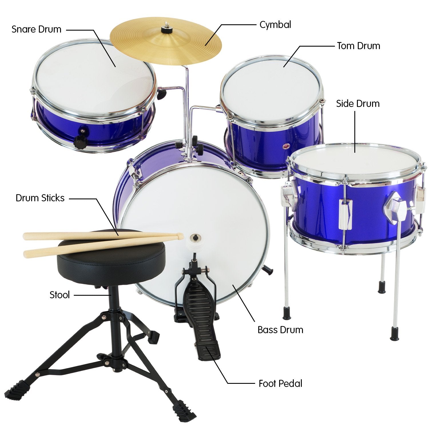 Karrera Children's 4pc Drum Kit - Blue 8