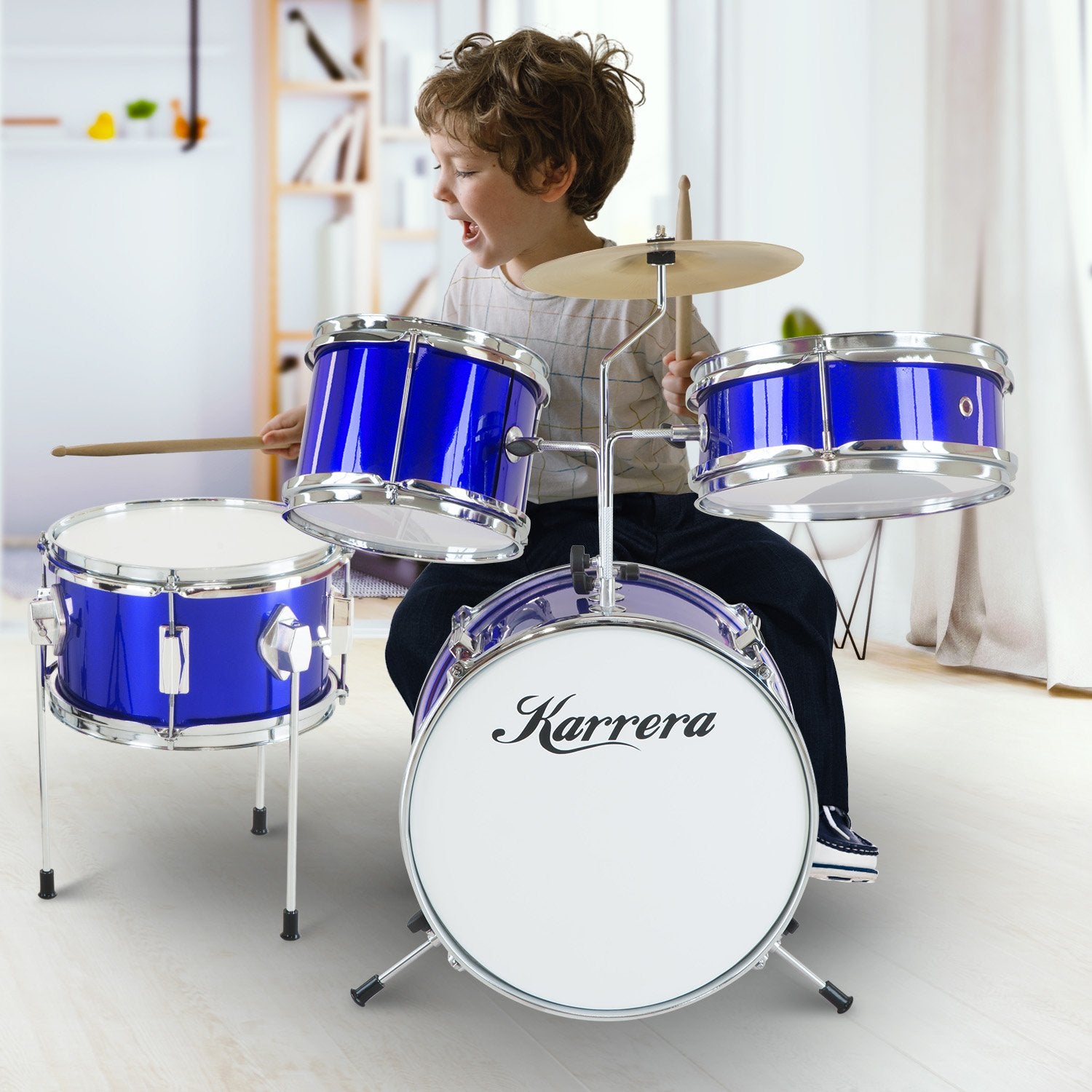 Karrera Children's 4pc Drum Kit - Blue 9
