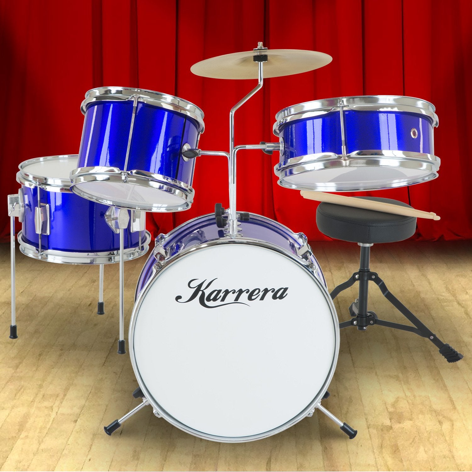 Karrera Children's 4pc Drum Kit - Blue 10