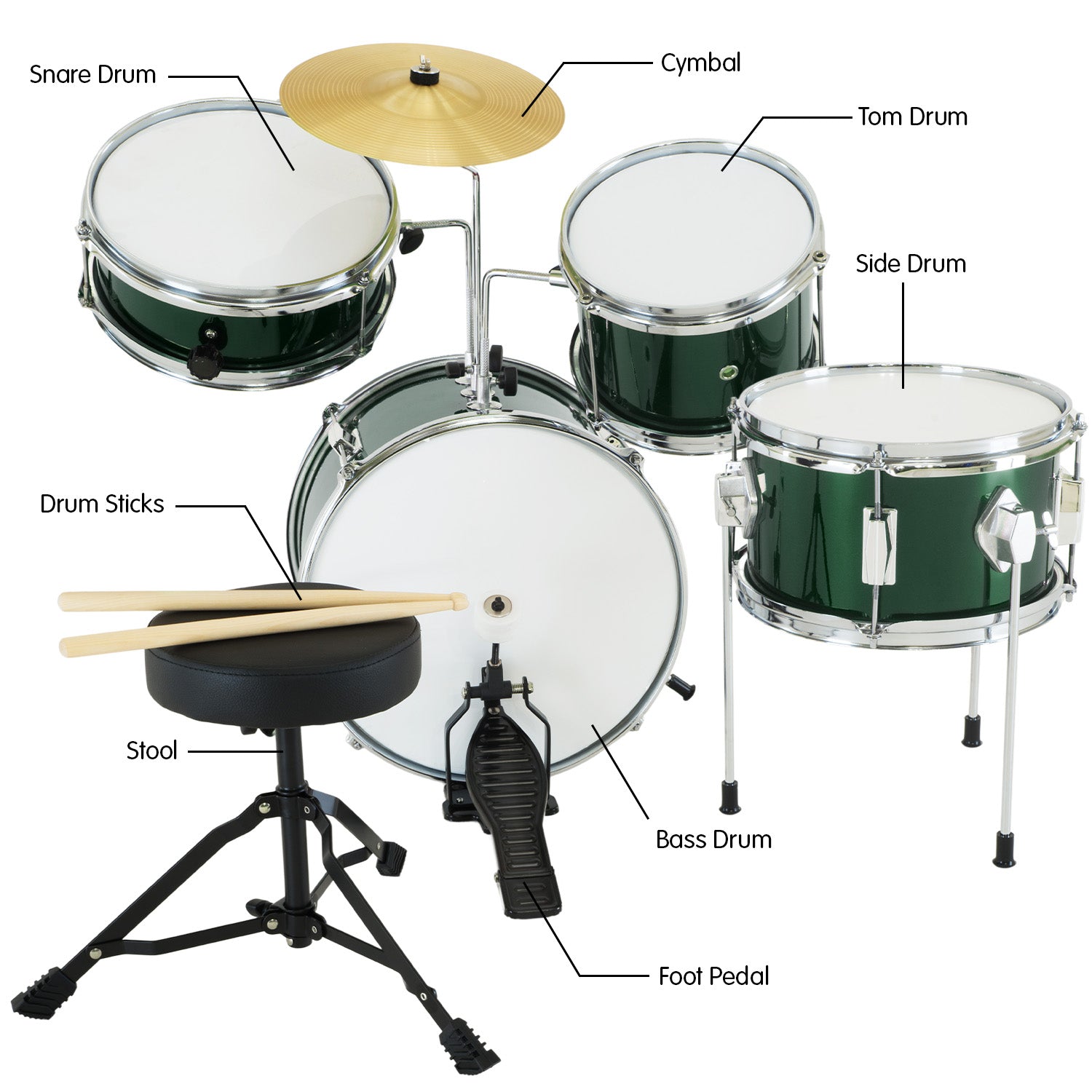 Karrera Children's 4pc Drumkit - Green 7