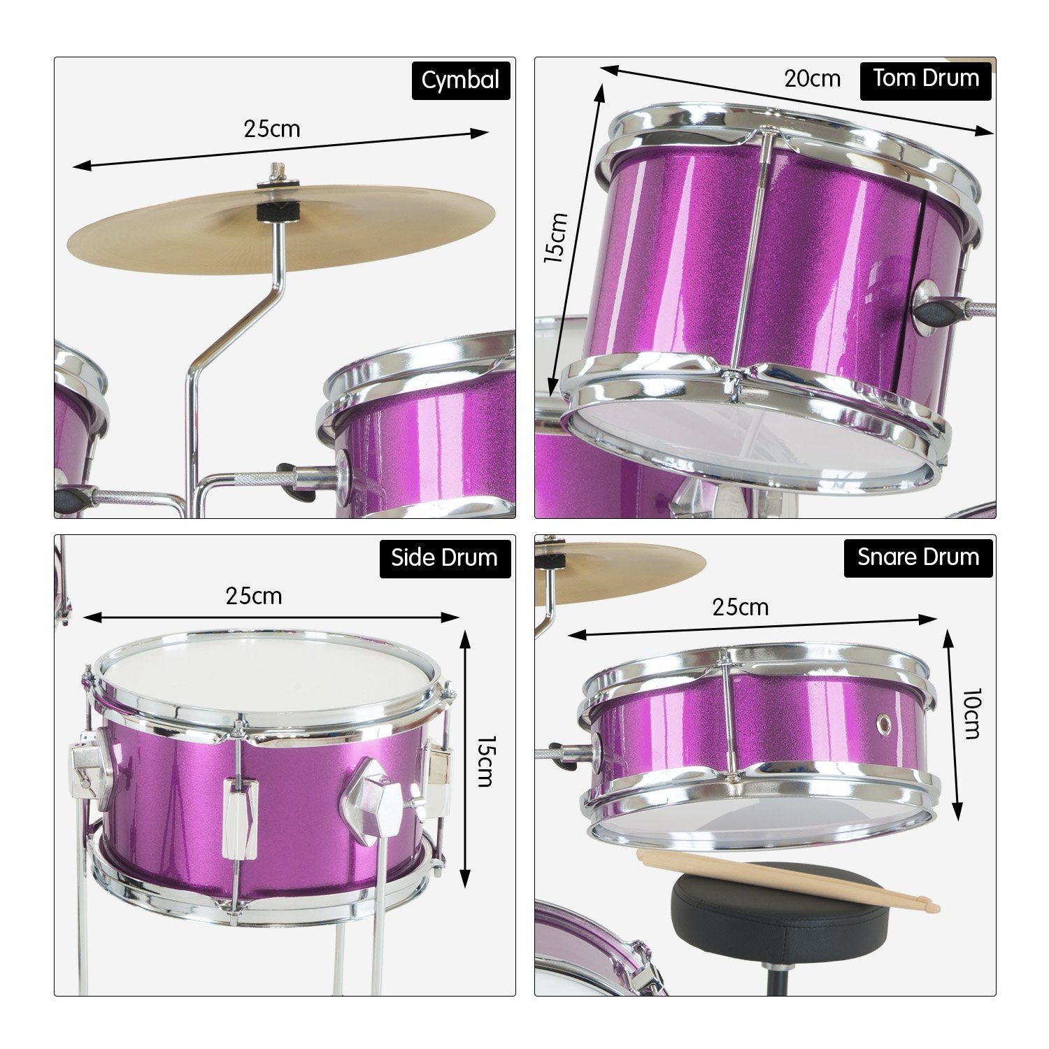 Karrera Childrens 4pc Drum Kit - Purple 3