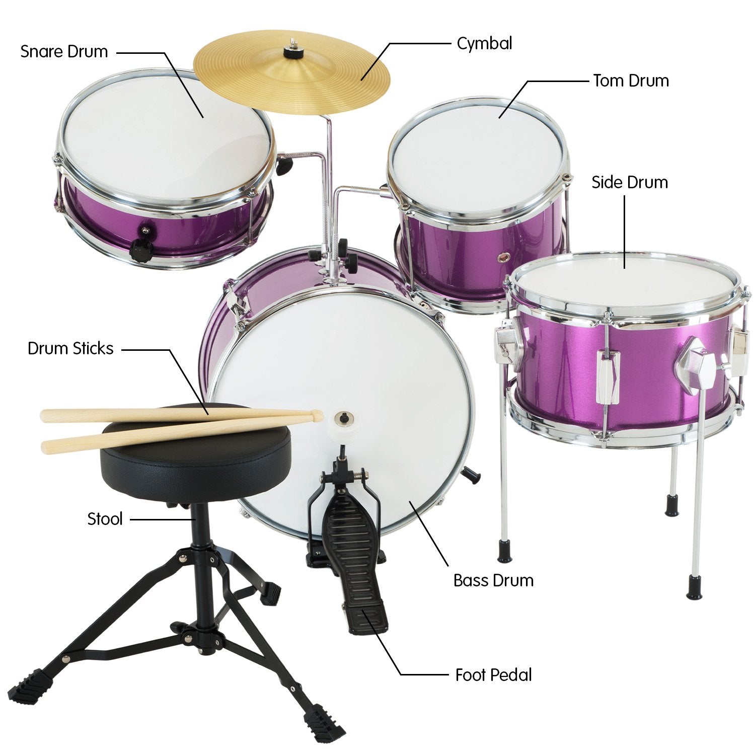 Karrera Childrens 4pc Drum Kit - Purple 8