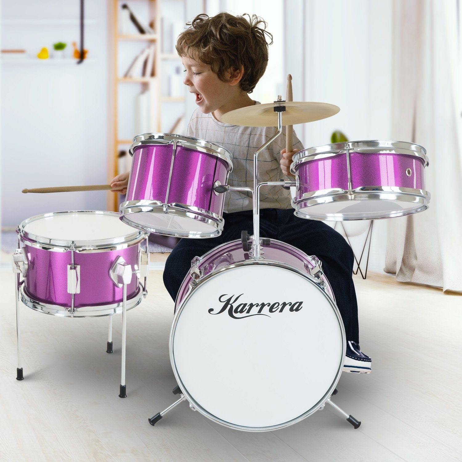 Karrera Childrens 4pc Drum Kit - Purple 9