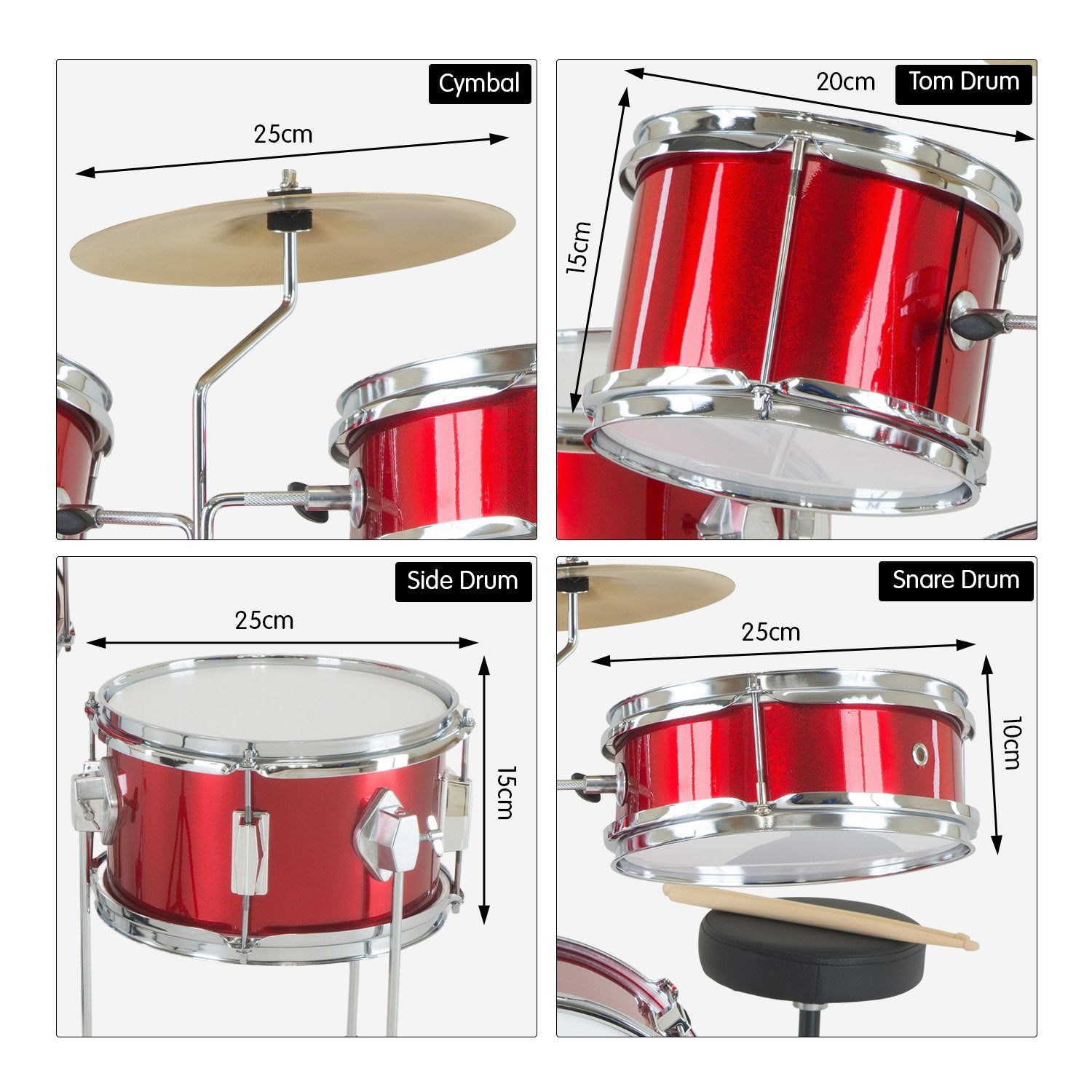 Karrera Children's 4pc Drum Kit - Red 3