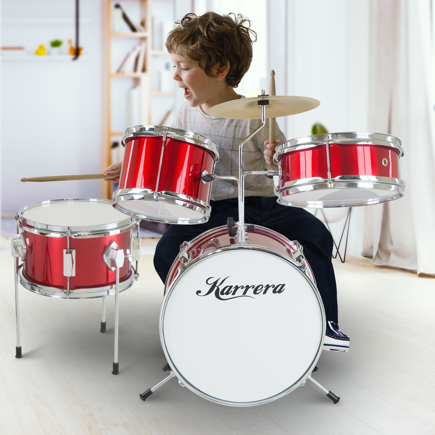 Karrera Children's 4pc Drum Kit - Red 8