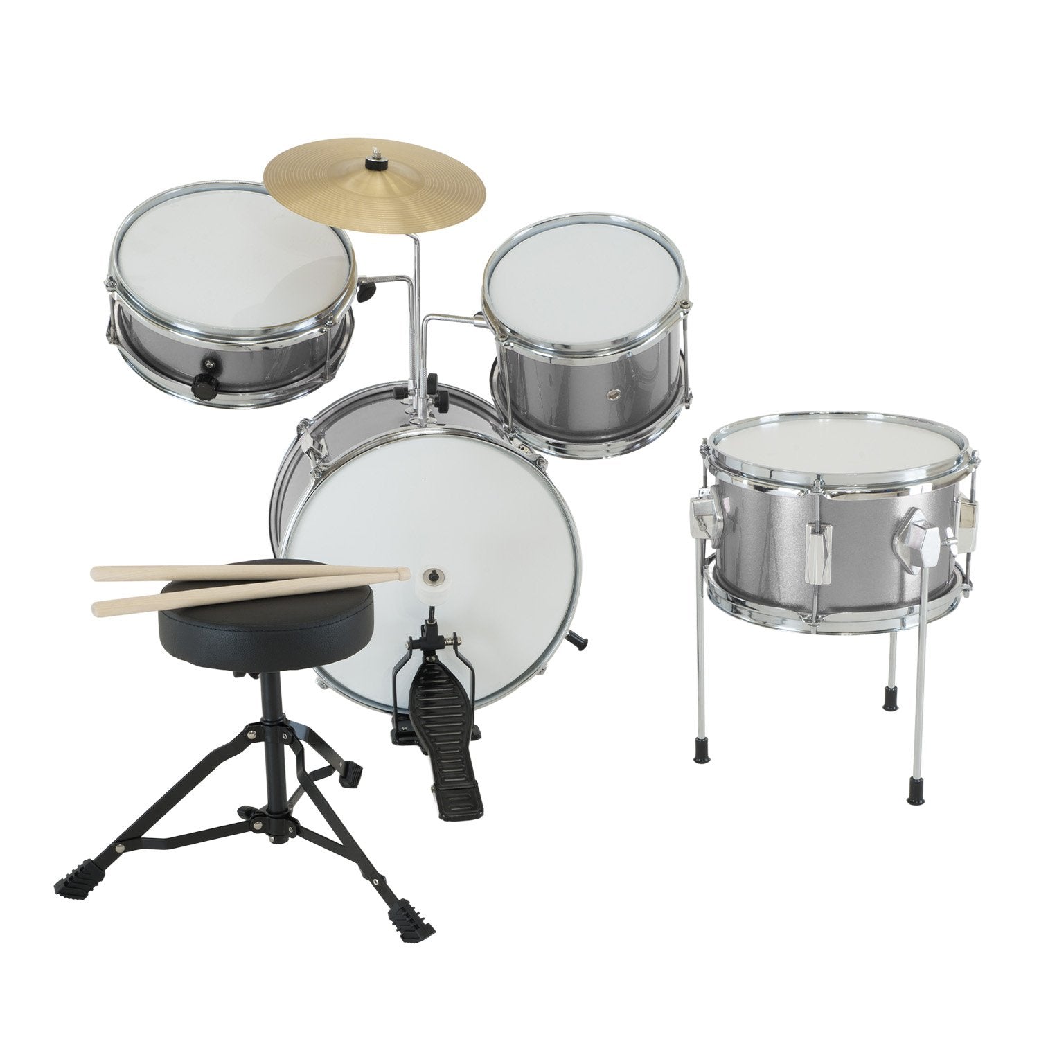 Karrera Childrens 4pc Drum Kit - Silver 4