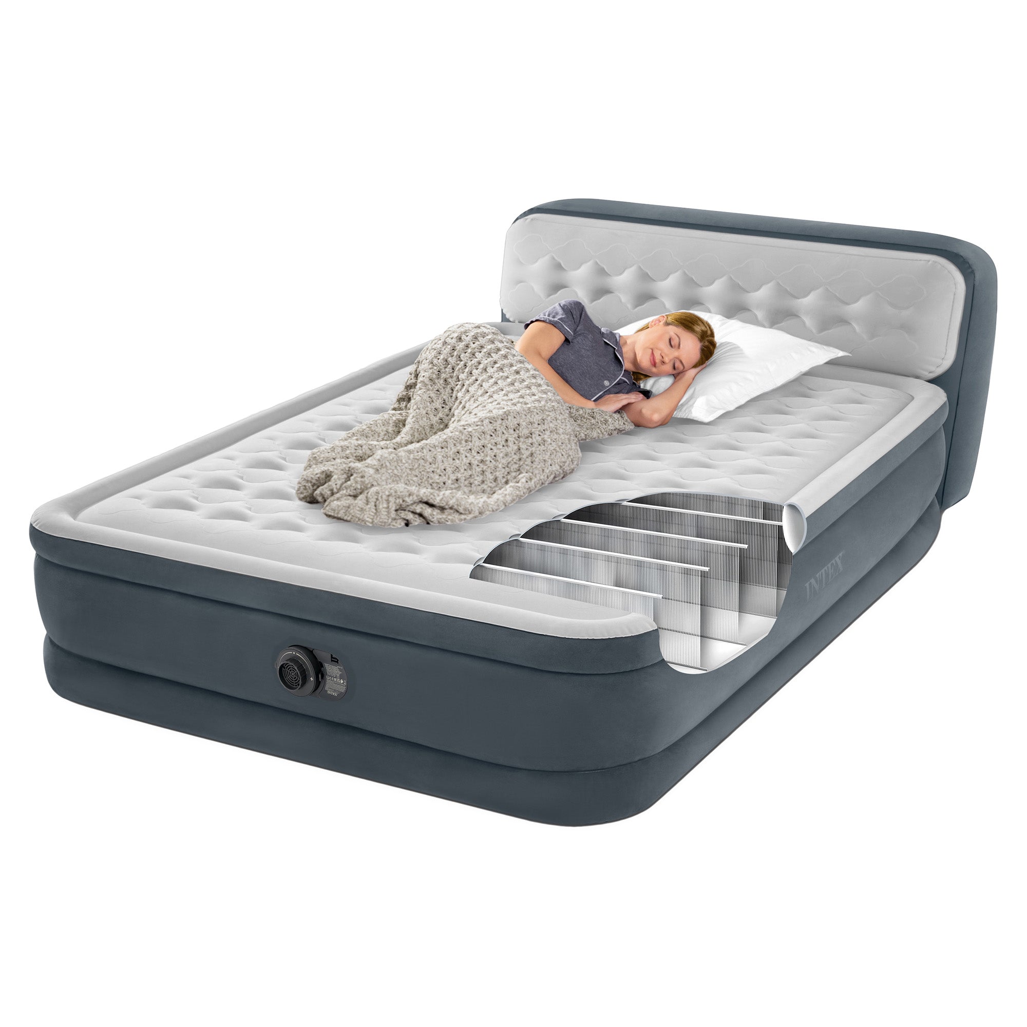 Intex Dura-beam Deluxe Ultra Plush Headboard Air Mattress - Queen 4