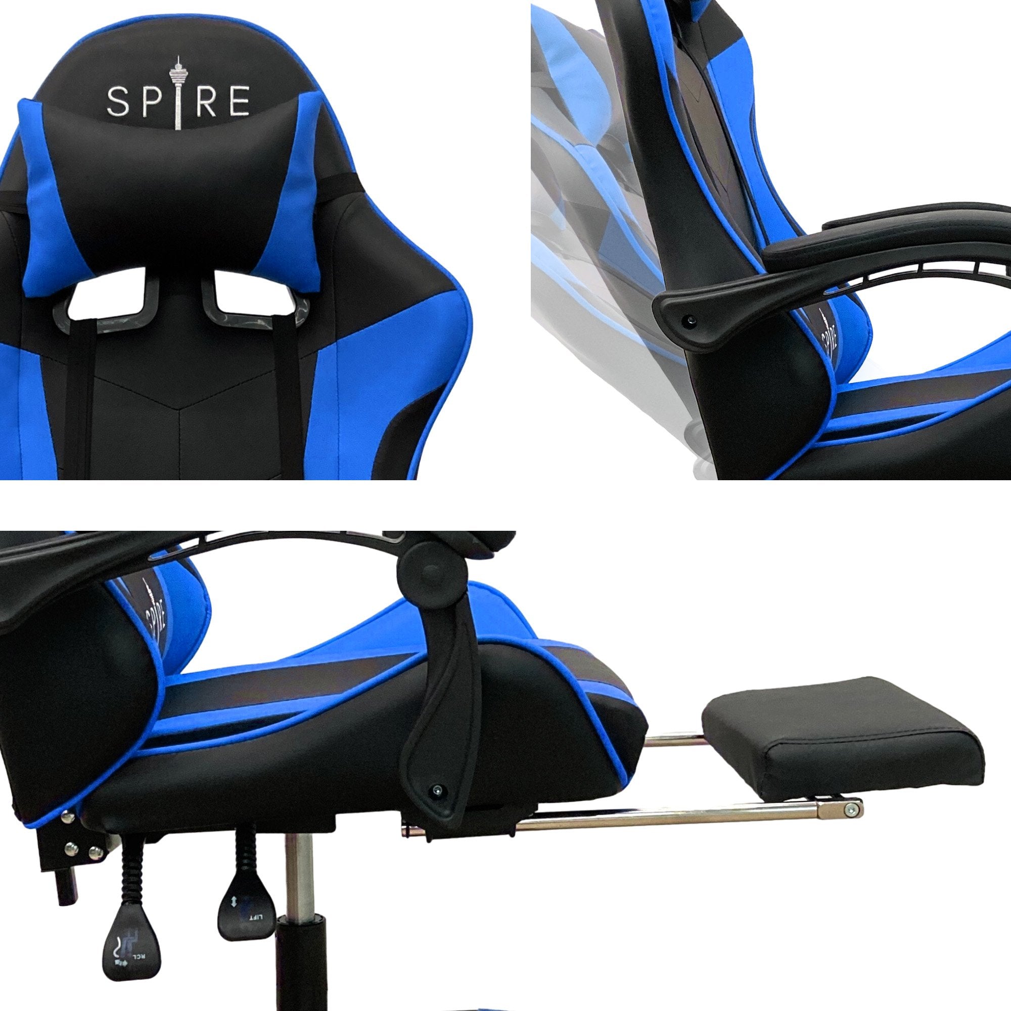Intex Spire Zinc Blue And Black Adjustable Gaming/office Chair 5