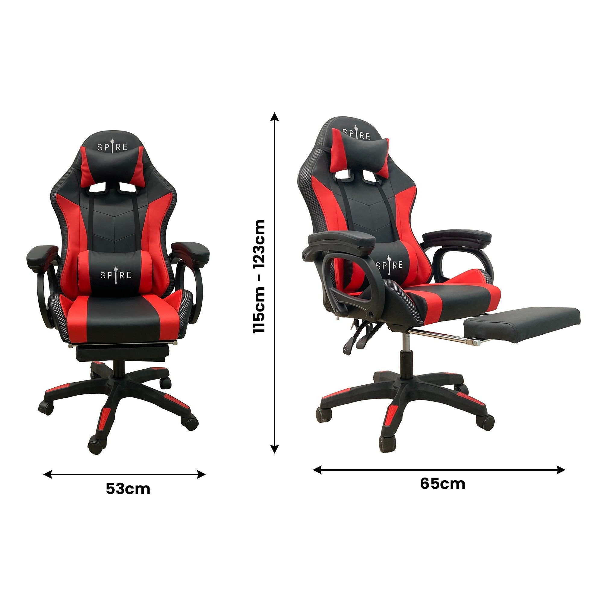 Intex Spire Onyx Led Massage Gaming Chair - Red And Black 3