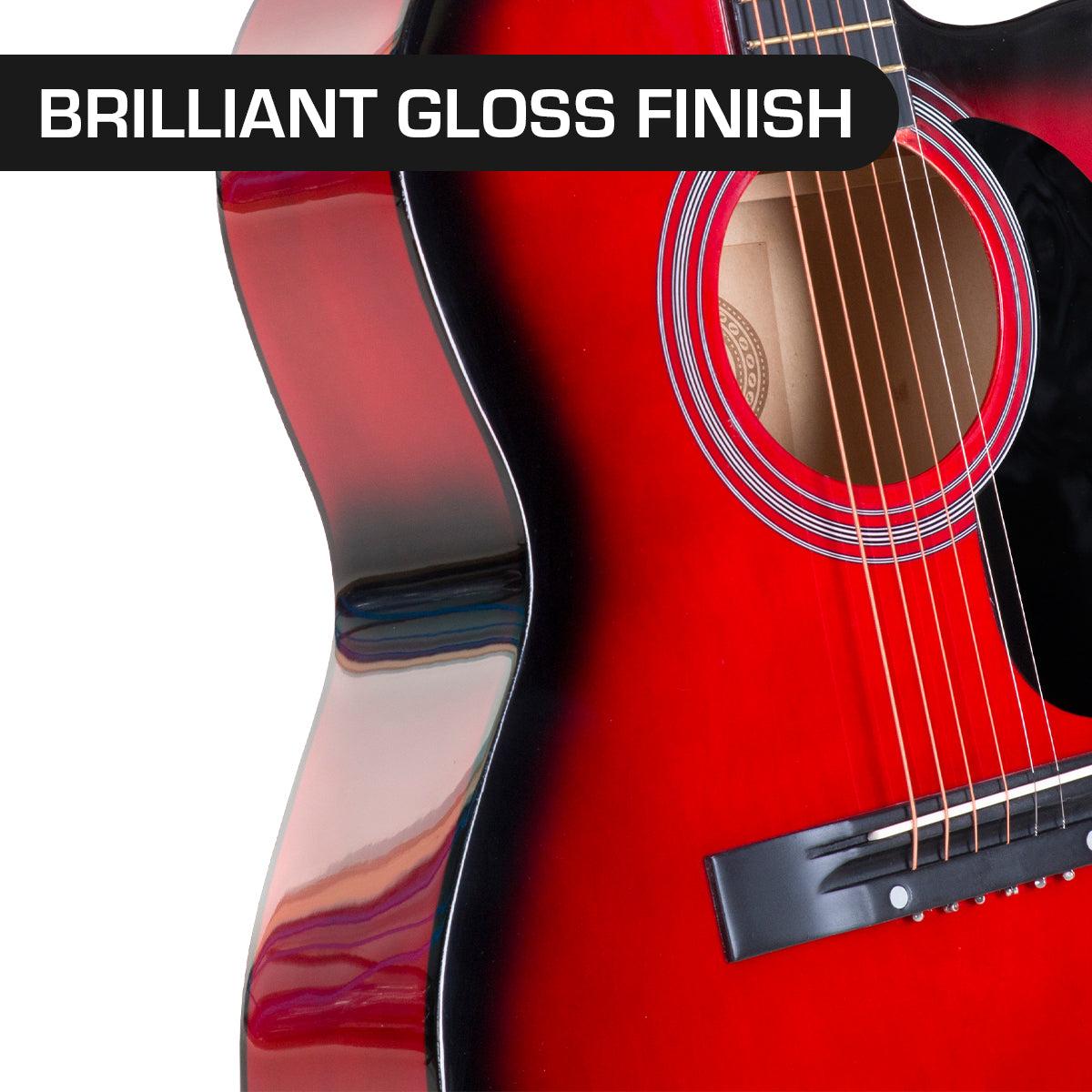 Karrera Acoustic Cutaway 40in Guitar - Red 4