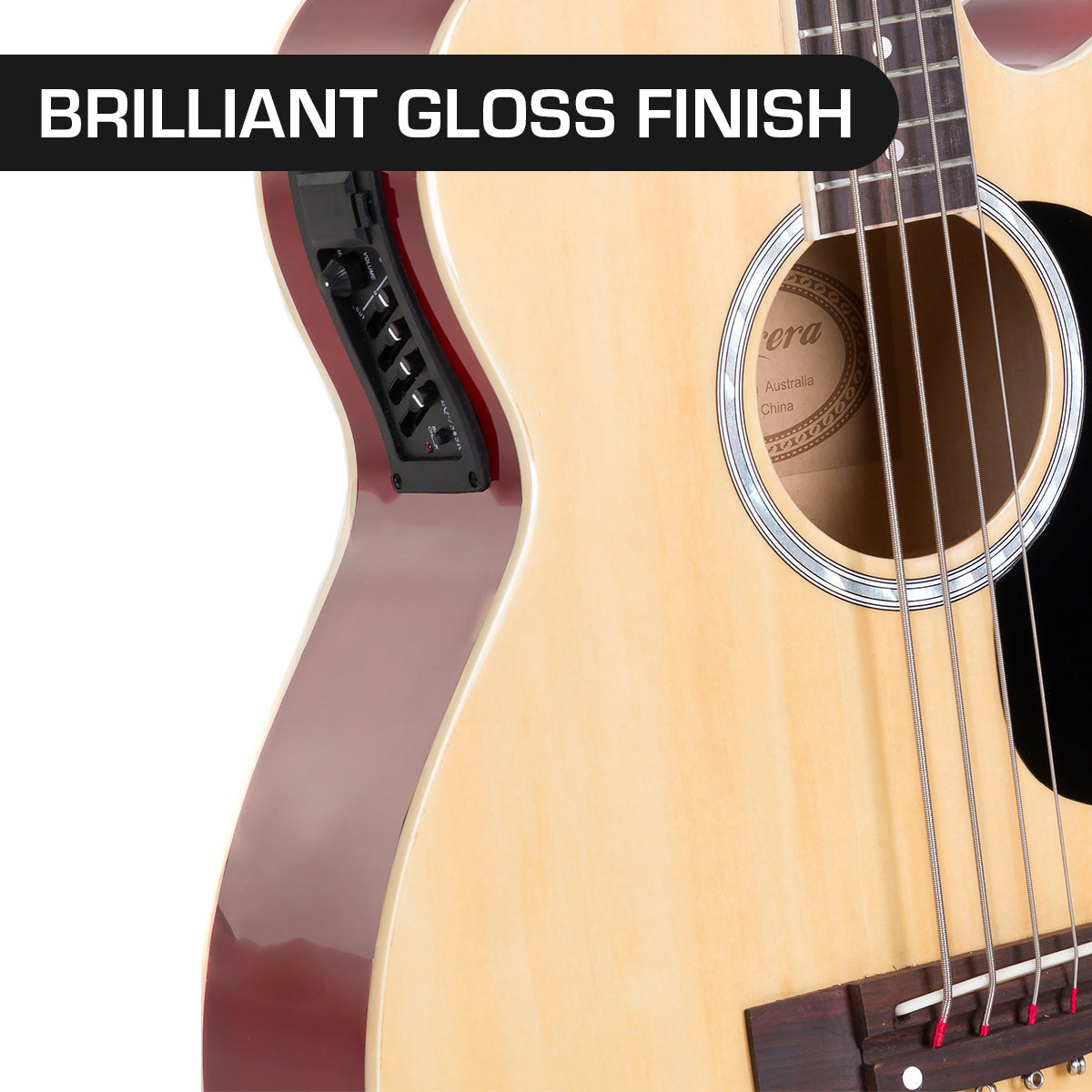Karrera 43in Acoustic Bass Guitar with electric pickup   - Natural 4