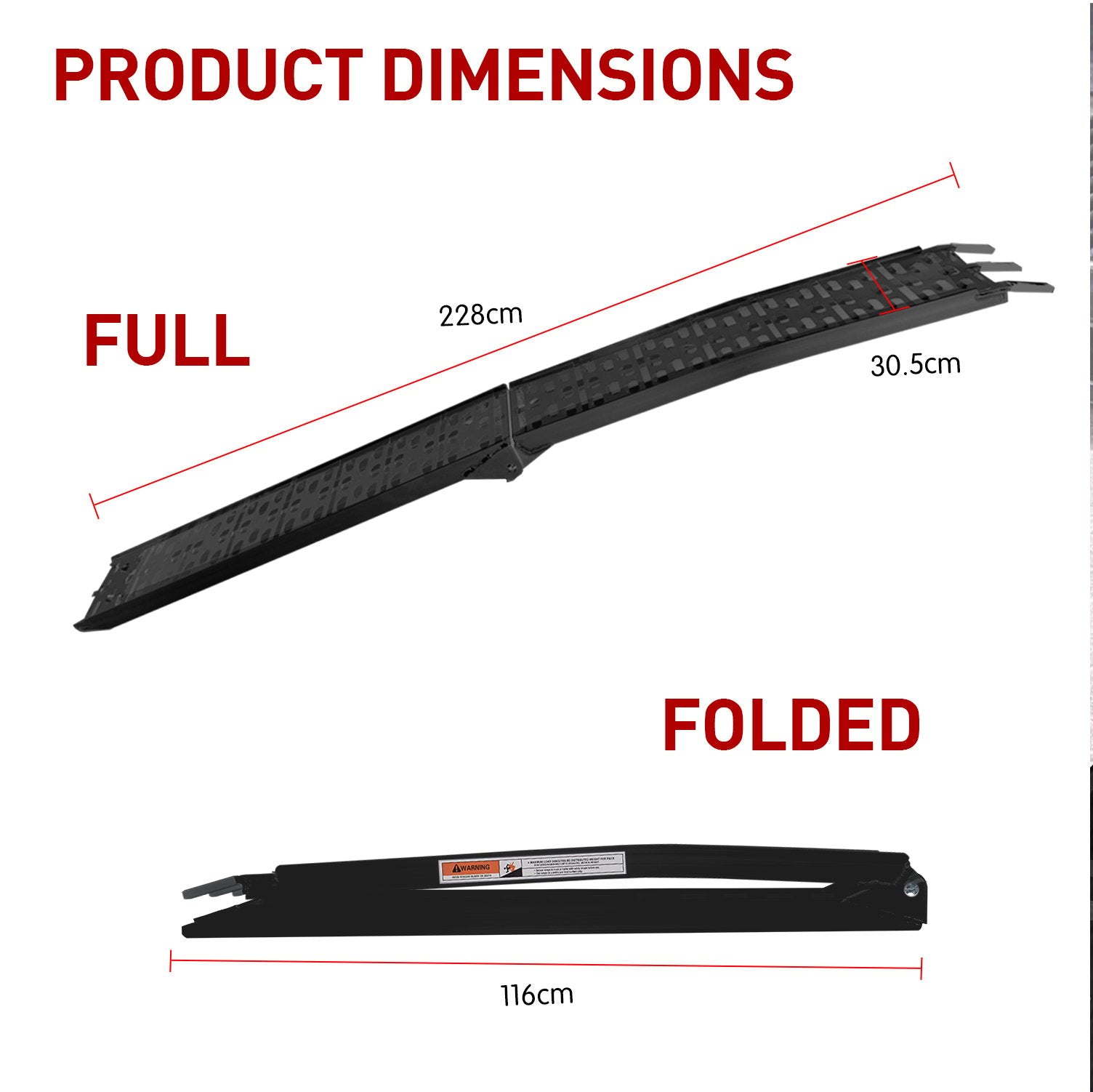 Kartrite Aluminium Folding Loading Ramp ATV Motorbike Motorcycle Golf Buggy Trailer - Black 3