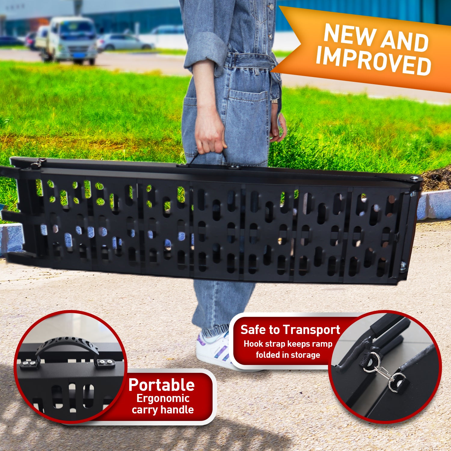 Rigg 2x Aluminium ATV Loading Ramp Foldable - Black 5