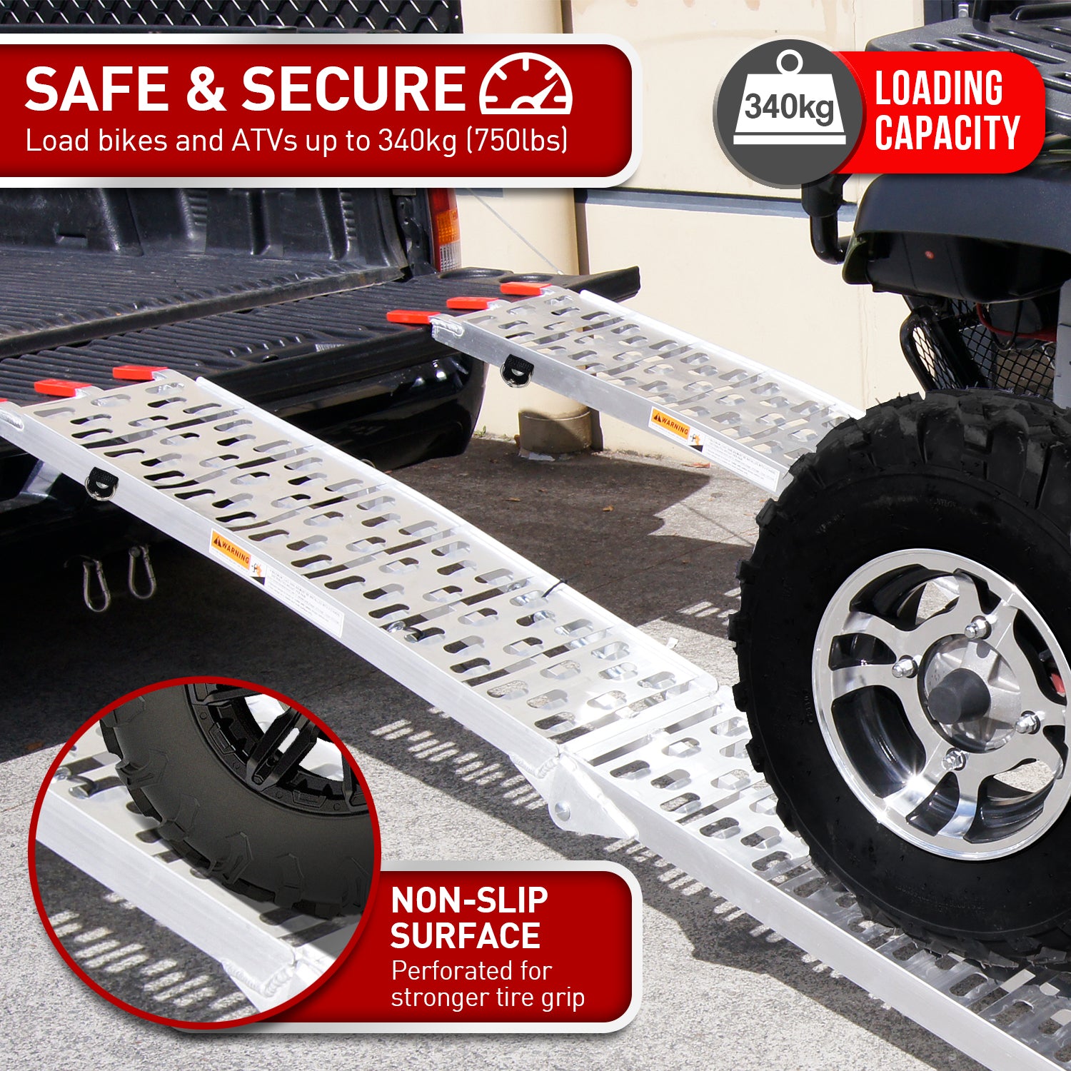 Rigg 2 x Aluminium ATV Loading Ramp Foldable - Silver 4