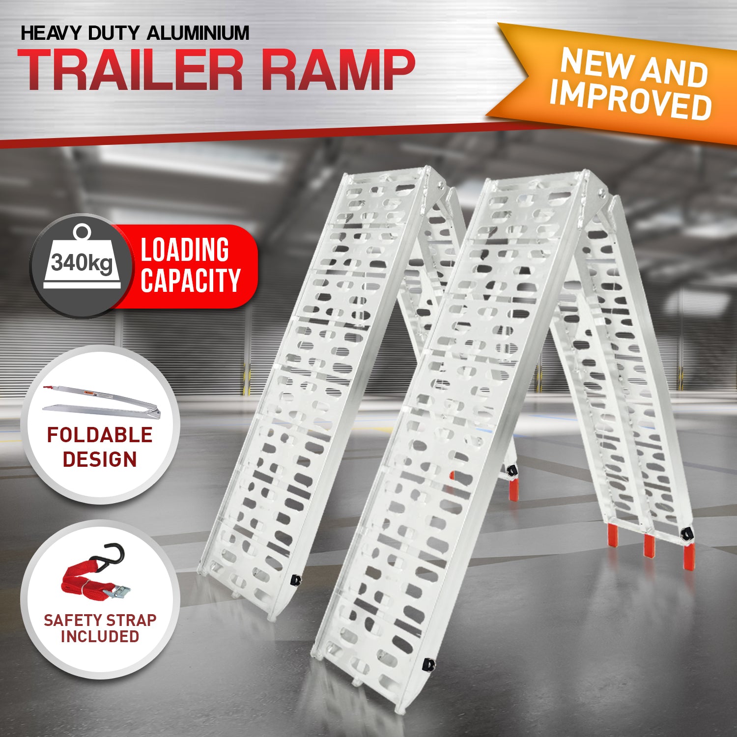Rigg 2 x Aluminium ATV Loading Ramp Foldable - Silver 8