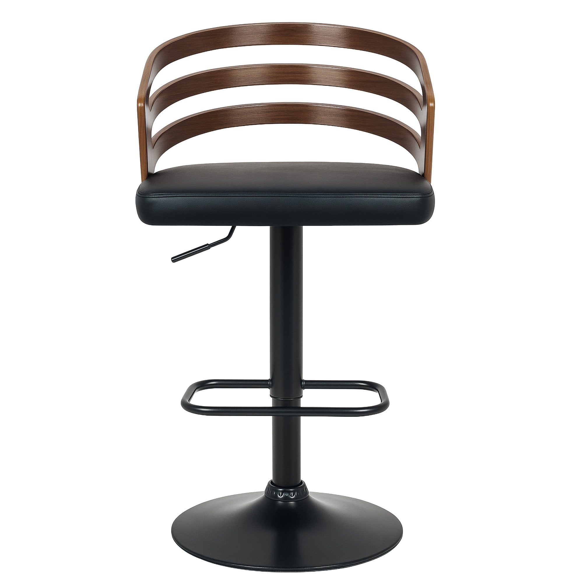 Sarantino Set Of 2 Bentwood Walnut Barstool Adjustable Height Swivel Footrest 3