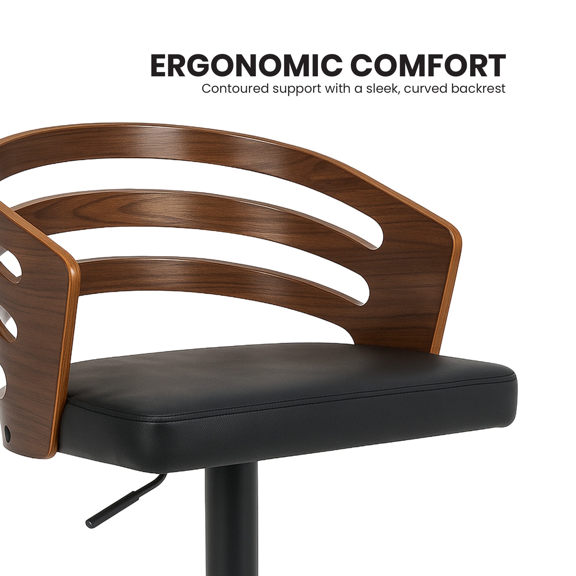 Sarantino Set Of 2 Bentwood Walnut Barstool Adjustable Height Swivel Footrest 6