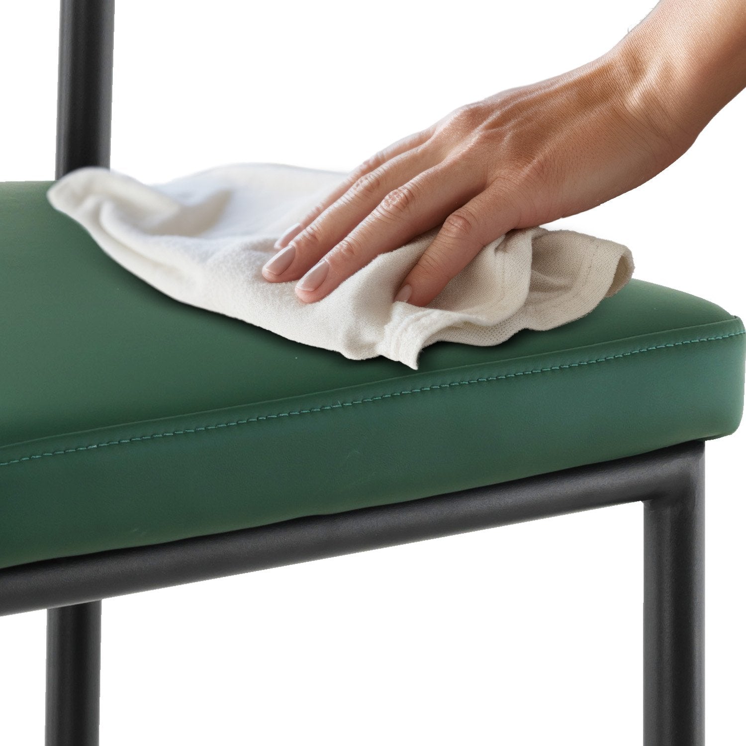 Sarantino Cedric Bar Stool W/ High-density Foam Upholstered In Pu Leather Sturdy Iron Frame Green 5