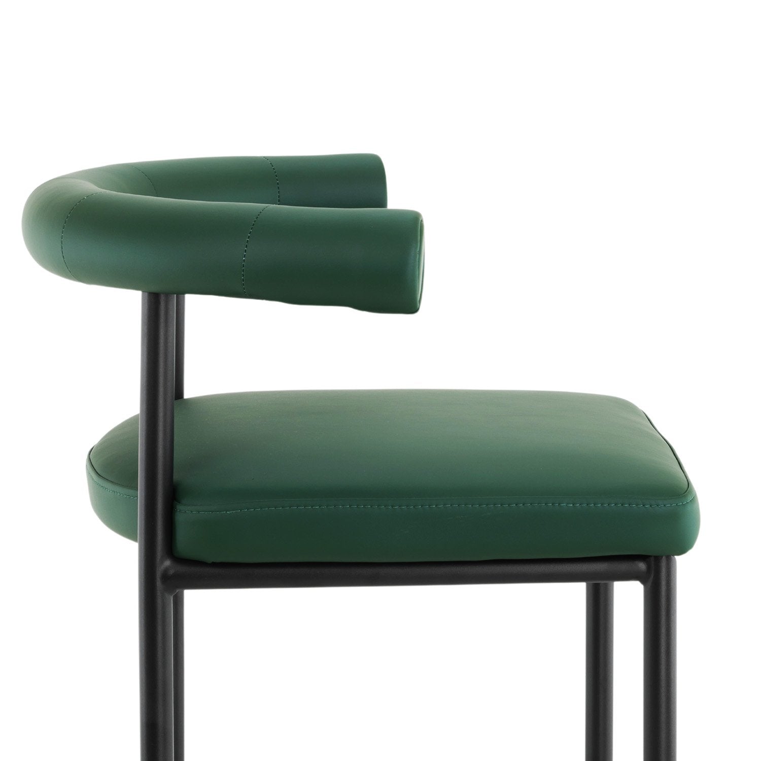 Sarantino Cedric Bar Stool W/ High-density Foam Upholstered In Pu Leather Sturdy Iron Frame Green 6