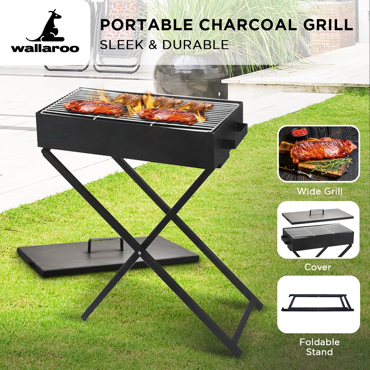 Wallaroo Charcoal BBQ Grill - Adjustable Height 3
