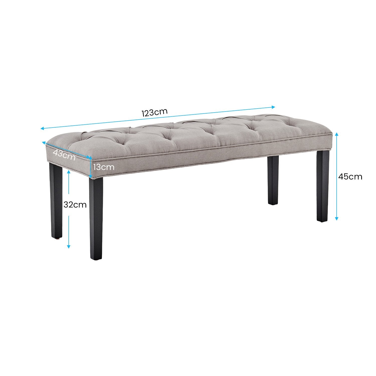 Sarantino Cate Button-tufted Upholstered Bench With Tapered Legs By Sarantino - Light Grey 3