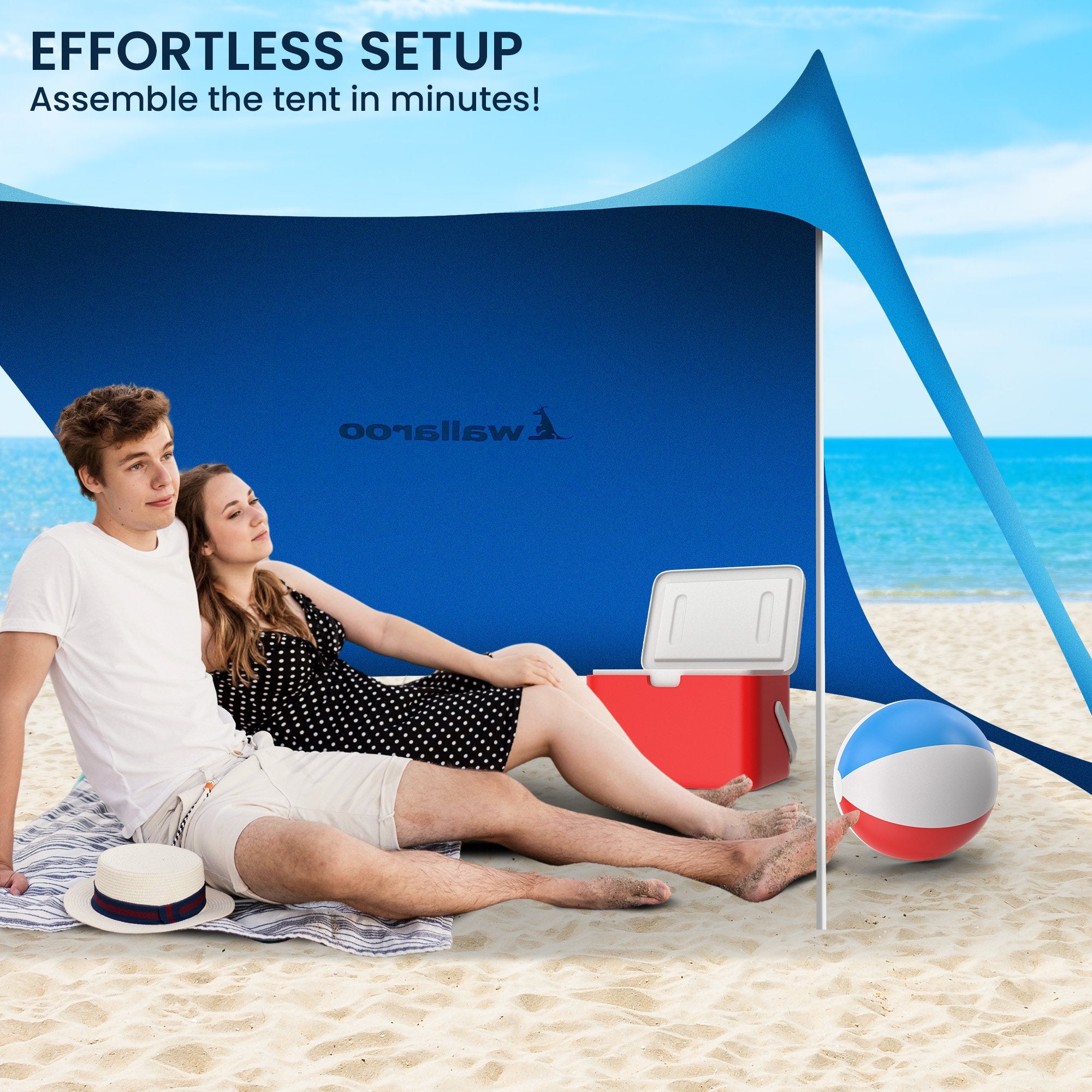 Wallaroo Beach Tent Canopy Sunshade 2m X 2m - Blue 6