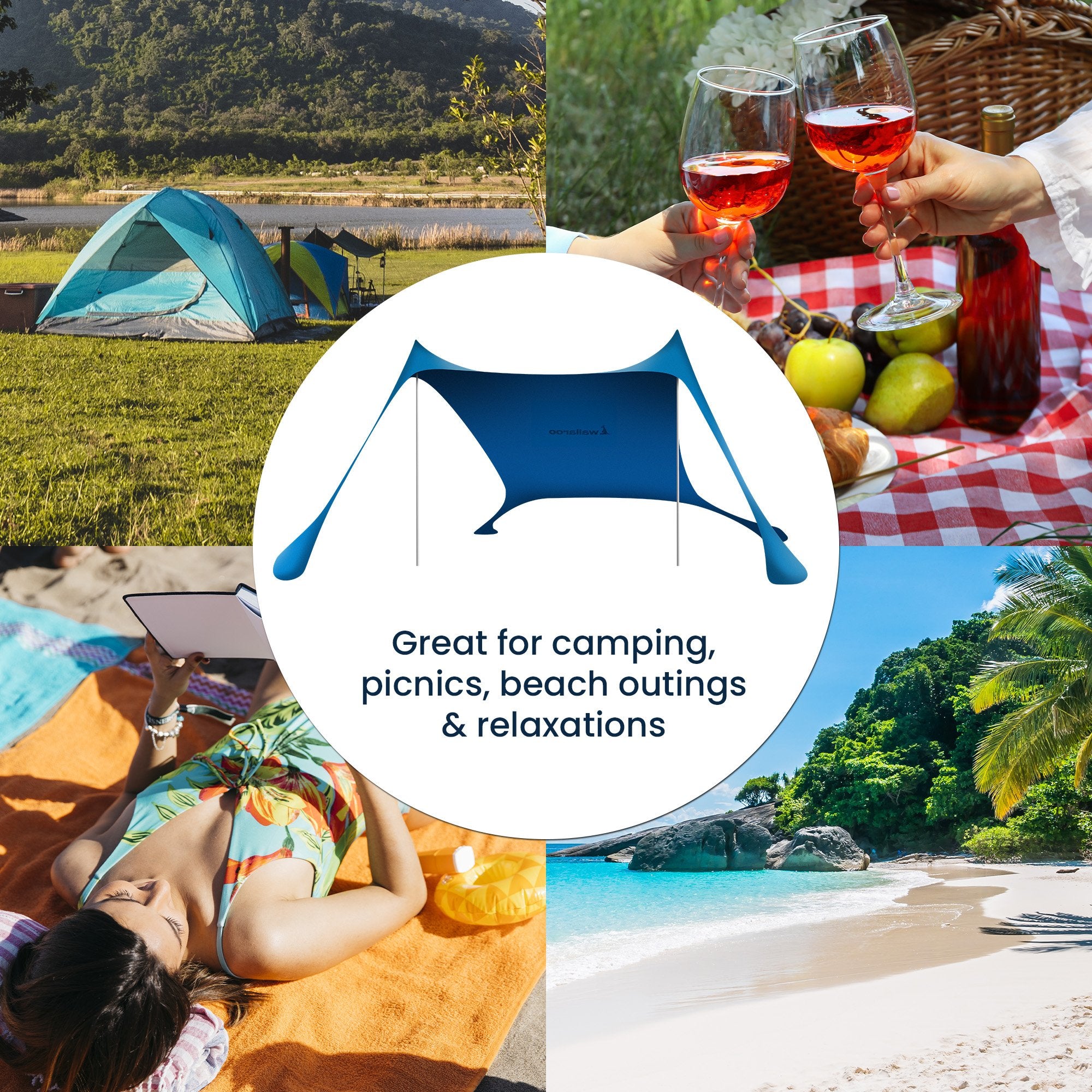 Wallaroo Beach Tent Canopy Sunshade 2m X 2m - Blue 7