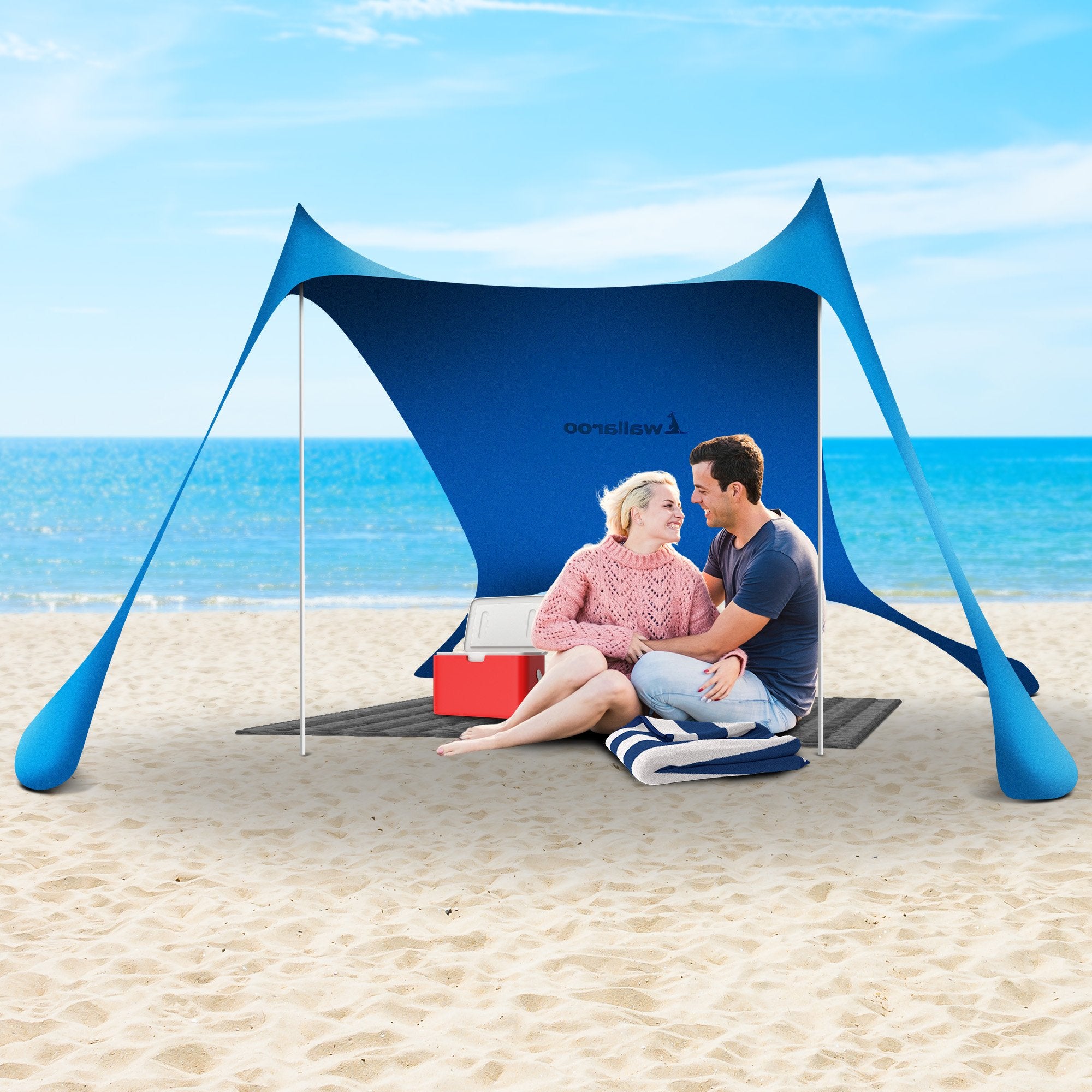 Wallaroo Beach Tent Canopy Sunshade 2m X 2m - Blue 8