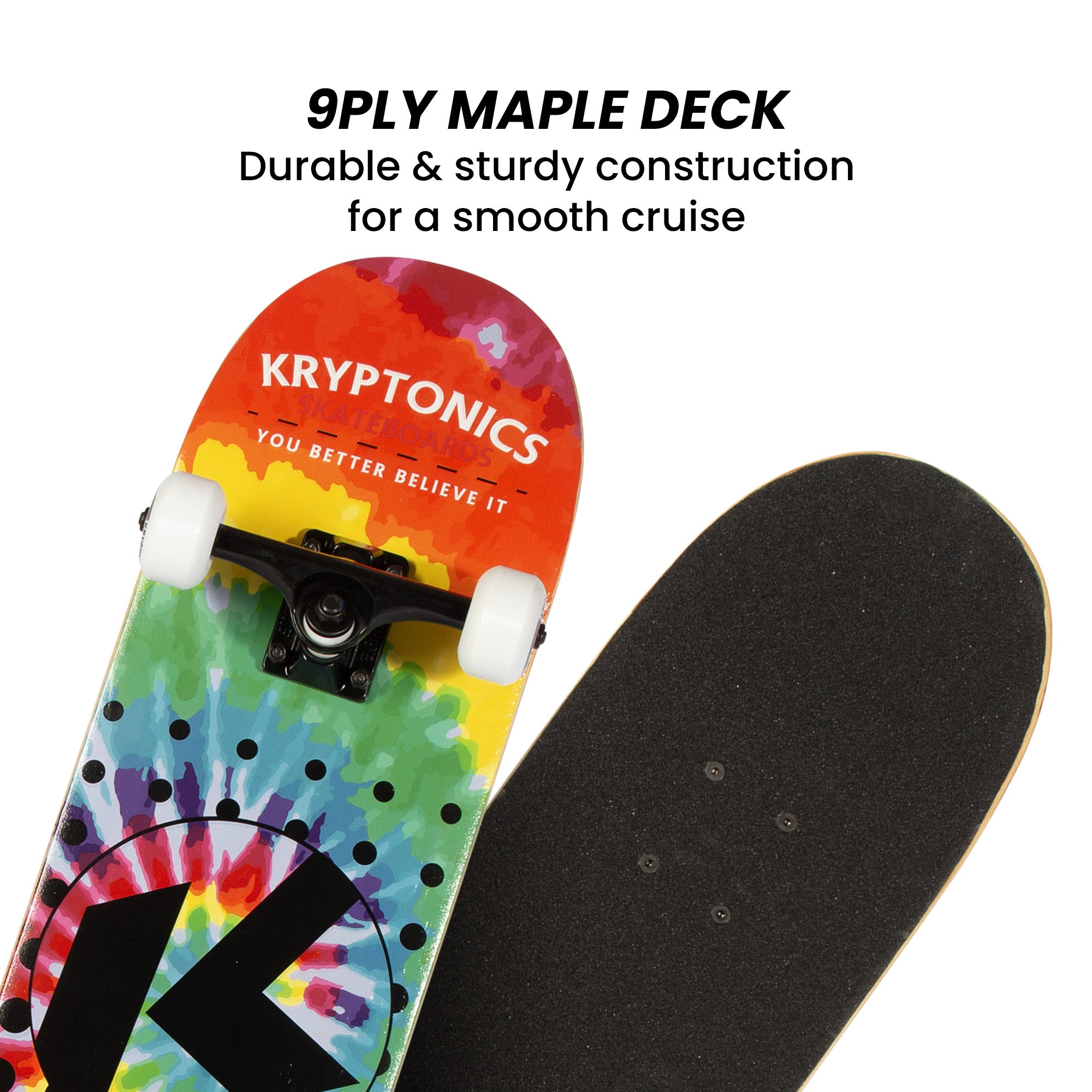 Kryptonics 31-inch Star Series Complete Skateboard Rainbow Dot 5