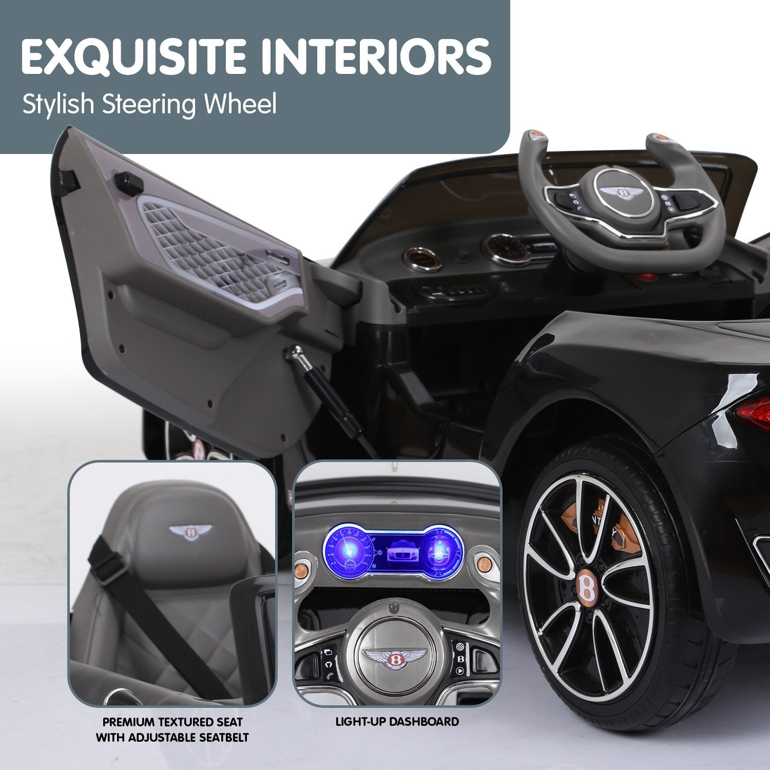 Kahuna Bentley Exp 12 Licensed Speed 6E Electric Kids Ride On Car Black 3