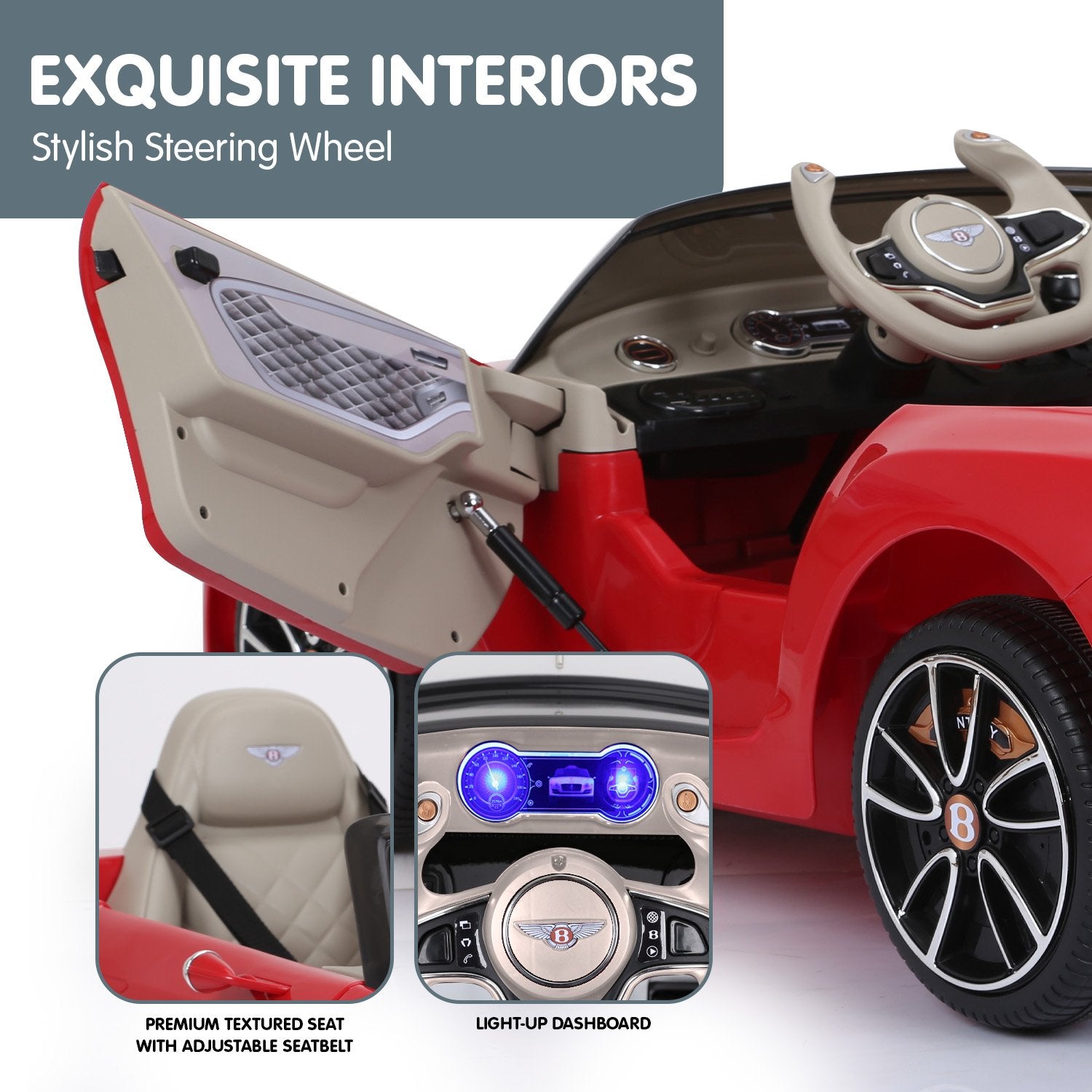 Kahuna Bentley Exp 12 Speed 6E Licensed Kids Ride On Electric Car Remote Control - Red 4