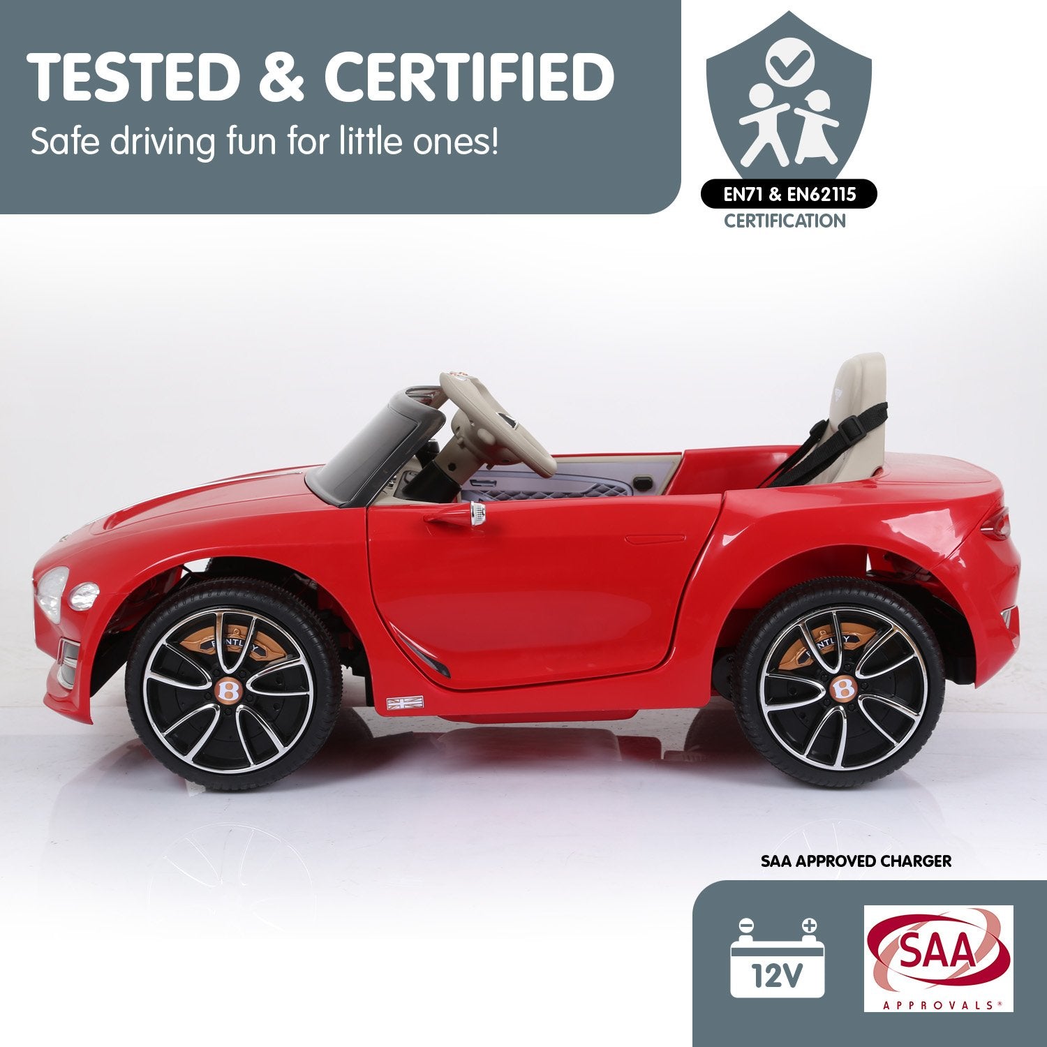 Kahuna Bentley Exp 12 Speed 6E Licensed Kids Ride On Electric Car Remote Control - Red 11