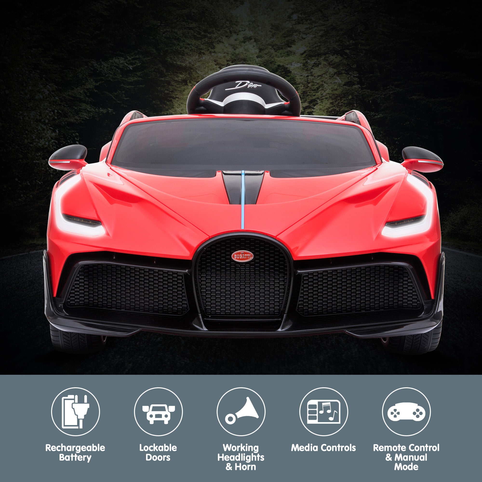 Kahuna Licensed Bugatti Divo Kids Electric Ride On Car - Red 5