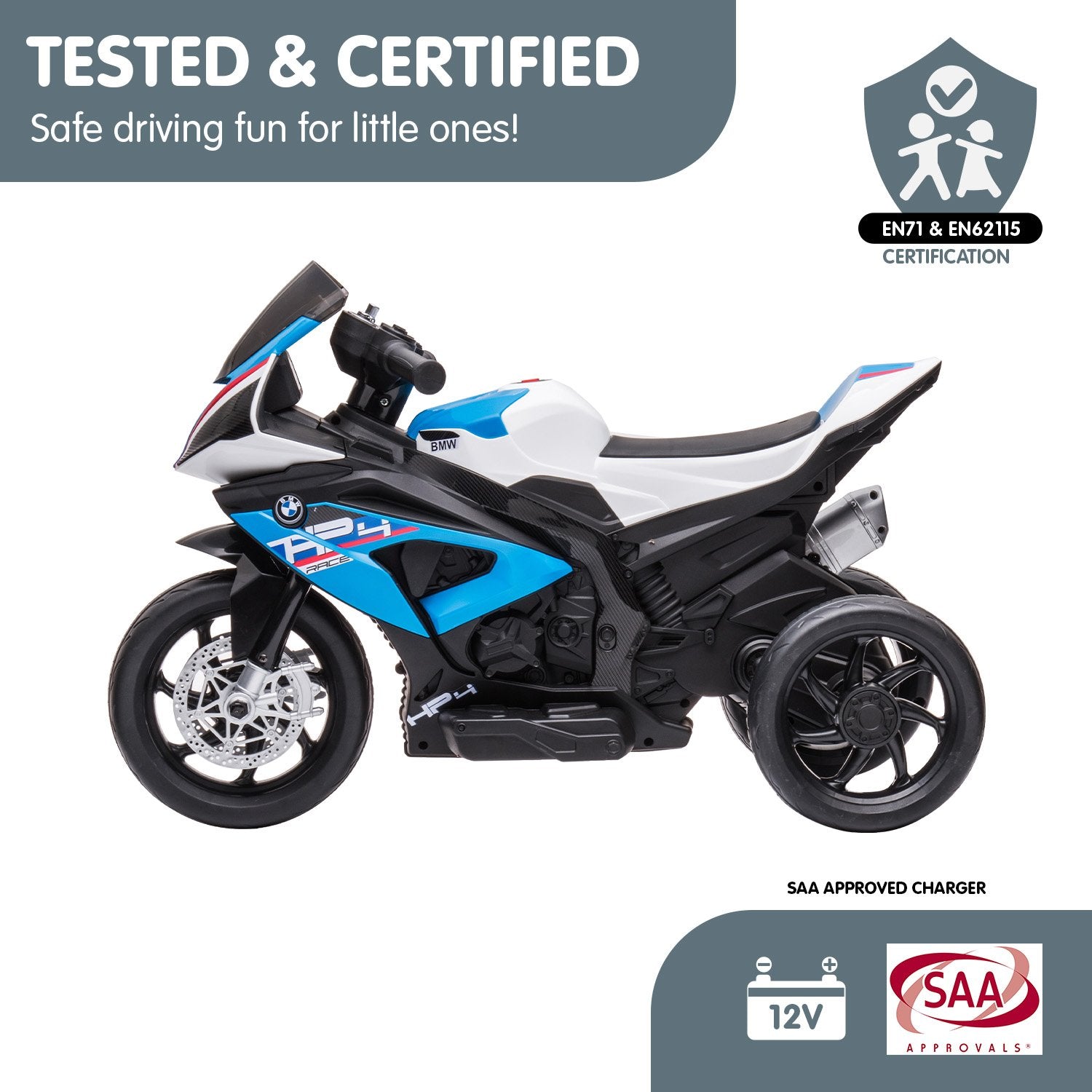 Kahuna Bmw Hp4 Race Kids Ride-on Motorbike In Blue 10