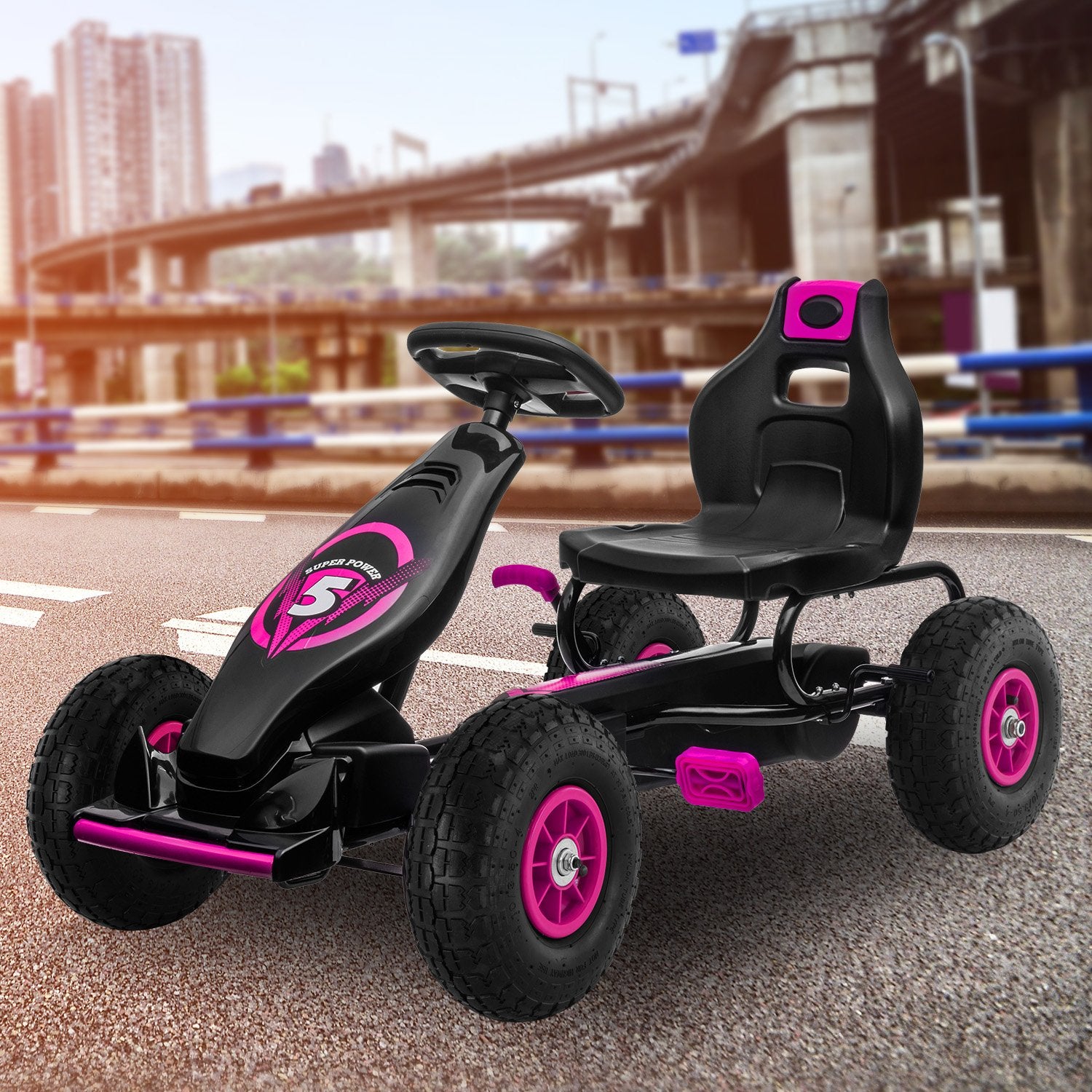 Kahuna G18 Kids Ride On Pedal Go Kart - Rose Pink 6