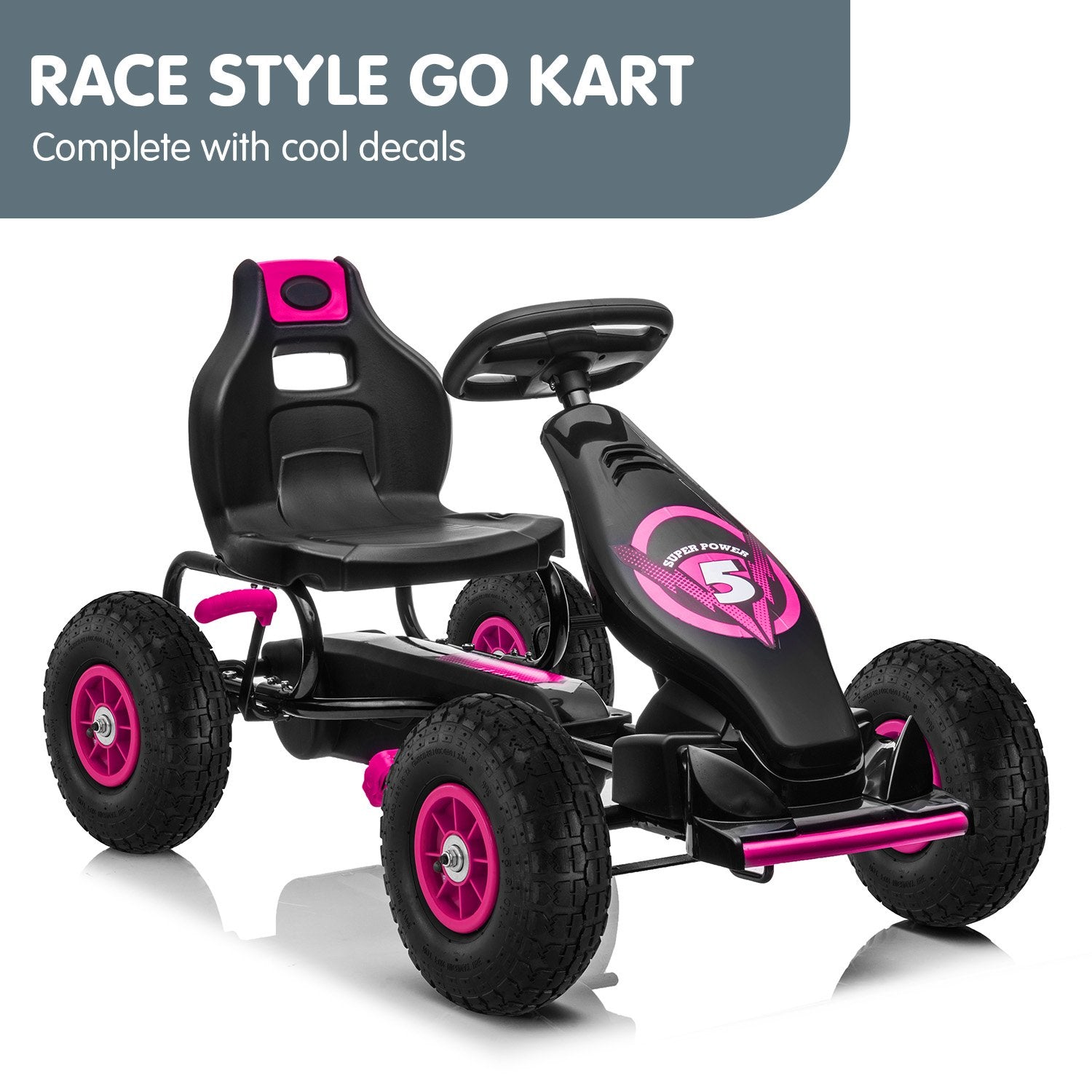 Kahuna G18 Kids Ride On Pedal Go Kart - Rose Pink 12