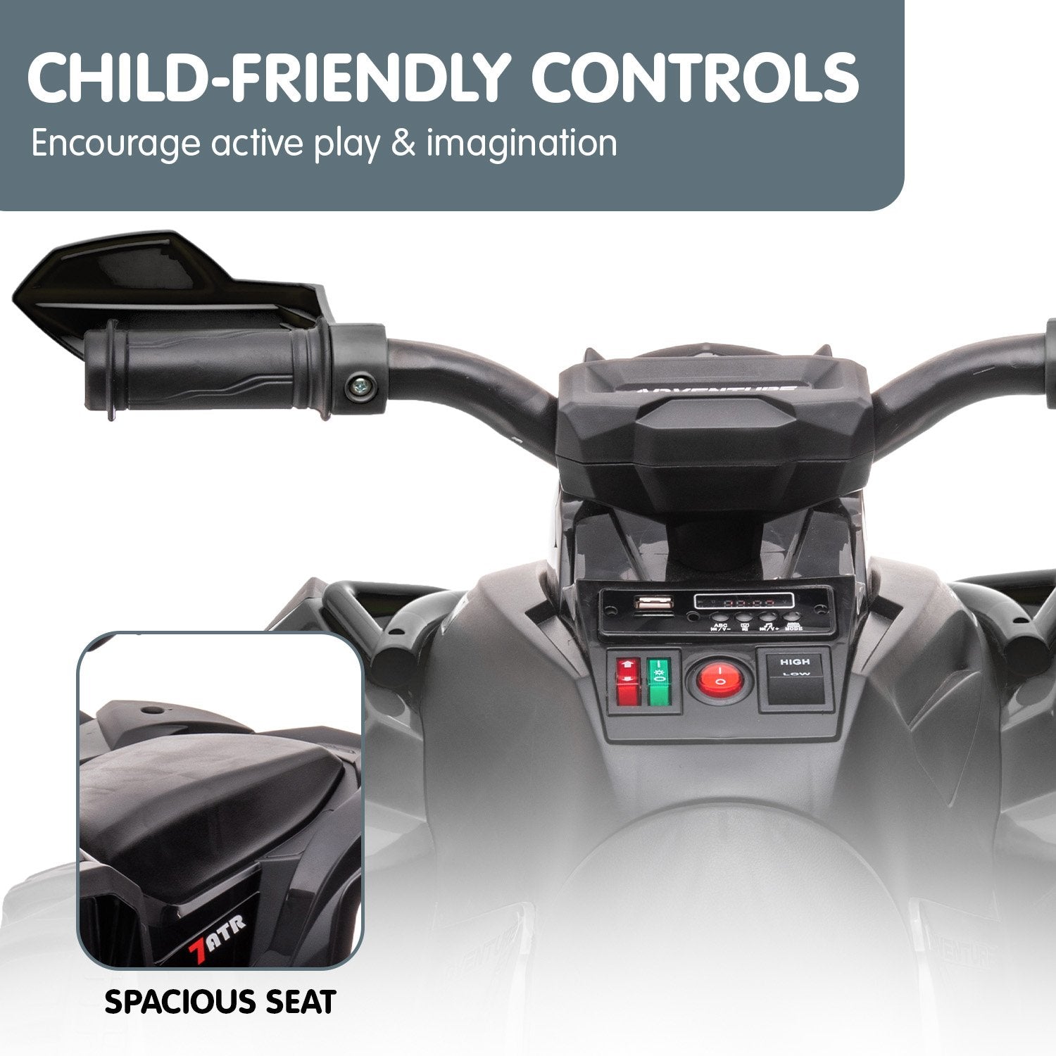 Kahuna GTS99 Kids Electric Ride On Quad Bike Toy ATV 50W - Black 4