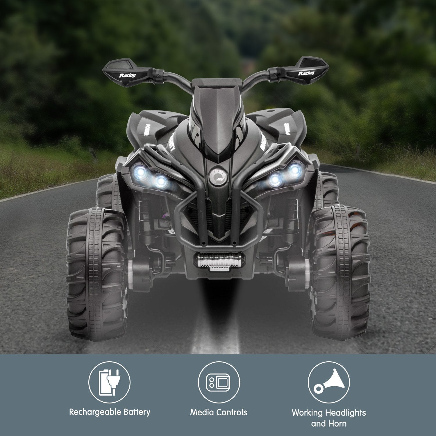 Kahuna GTS99 Kids Electric Ride On Quad Bike Toy ATV 50W - Black 5