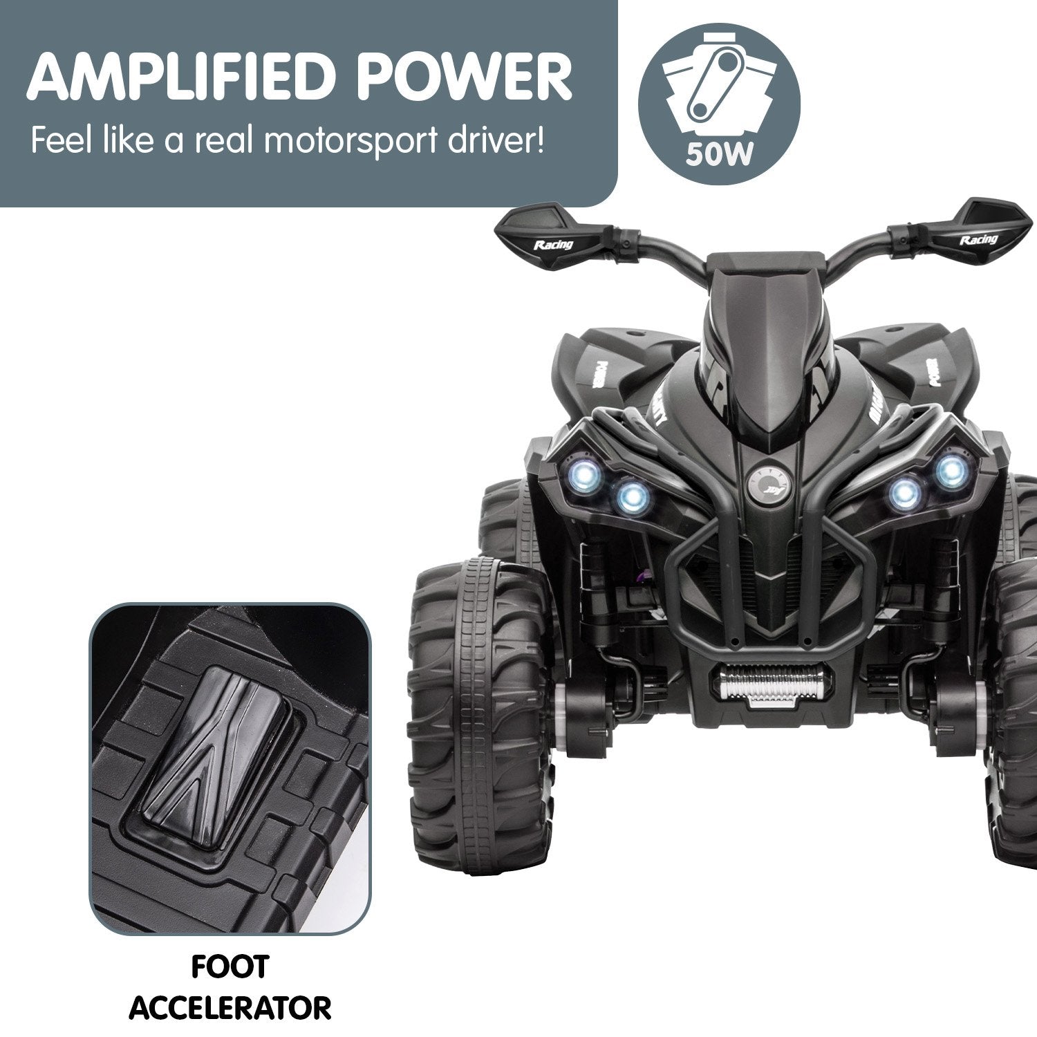 Kahuna GTS99 Kids Electric Ride On Quad Bike Toy ATV 50W - Black 7