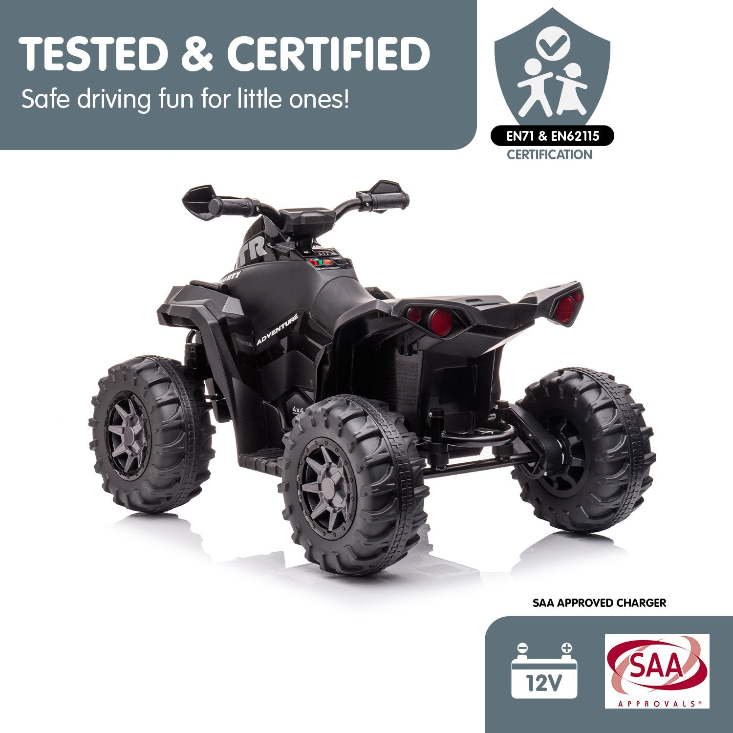 Kahuna GTS99 Kids Electric Ride On Quad Bike Toy ATV 50W - Black 10