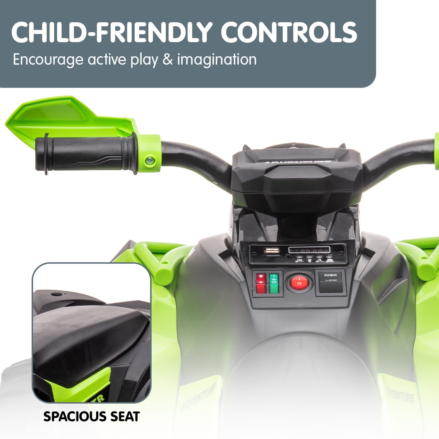 Kahuna GTS99 Kids Electric Ride On Quad Bike Toy ATV 50W - Green 4