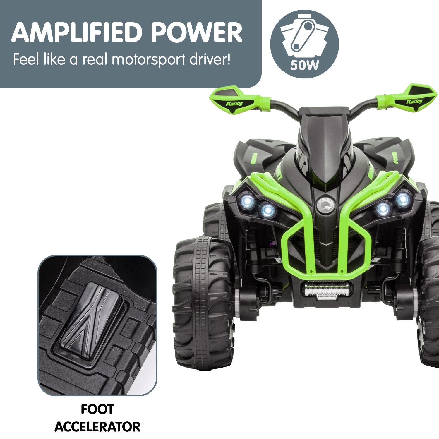 Kahuna GTS99 Kids Electric Ride On Quad Bike Toy ATV 50W - Green 7