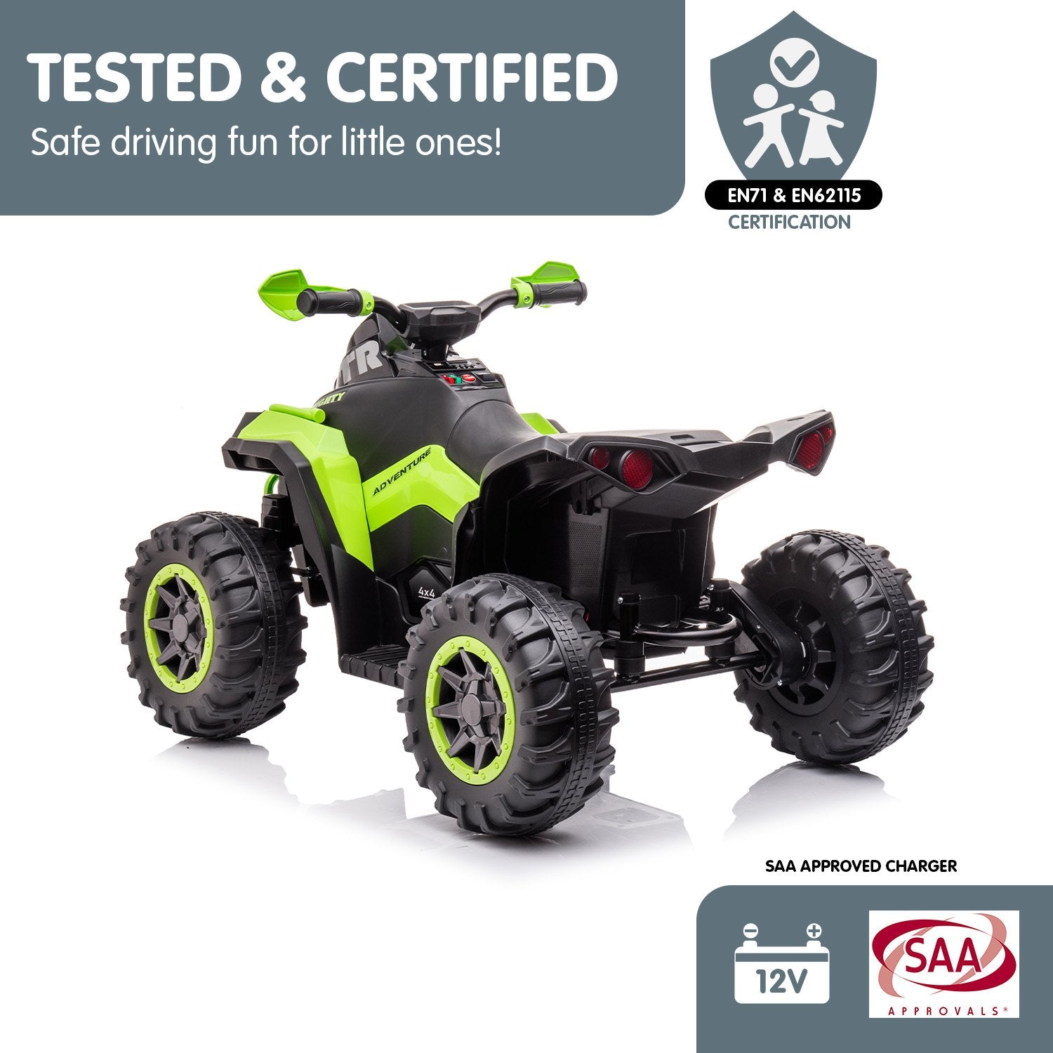 Kahuna GTS99 Kids Electric Ride On Quad Bike Toy ATV 50W - Green 10