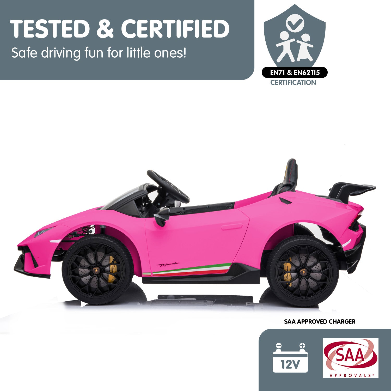 Kahuna Lamborghini Performante Kids Electric Ride On Car Remote Control by Kahuna - Pink 5