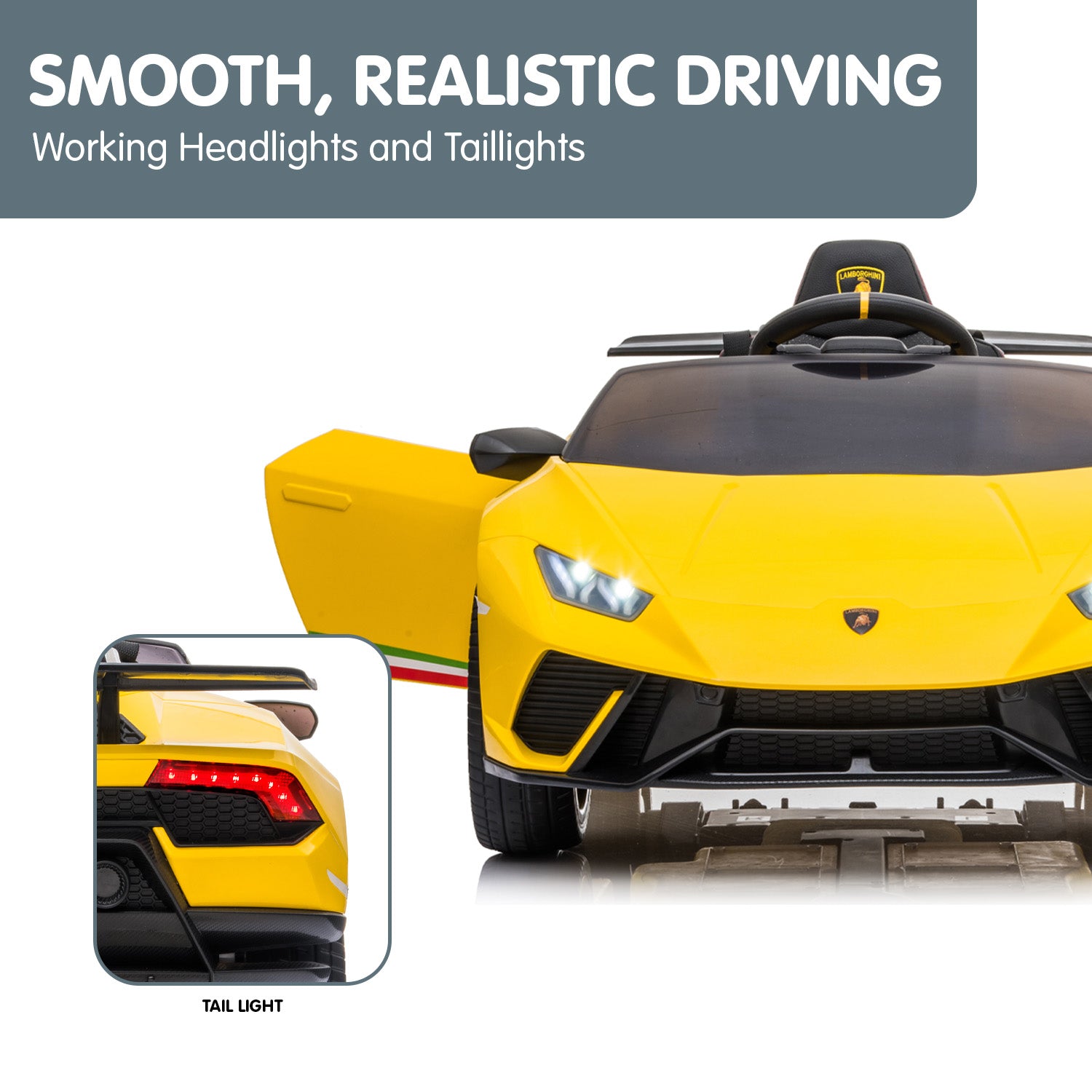 Kahuna Lamborghini Performante Kids Electric Ride On Car Remote Control - Yellow 8