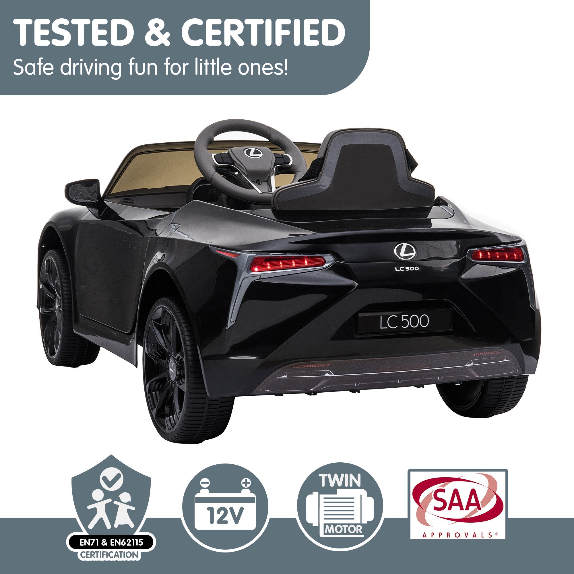 Kahuna Licensed Lexus LC 500 Kids Electric Ride On Car - Black 10