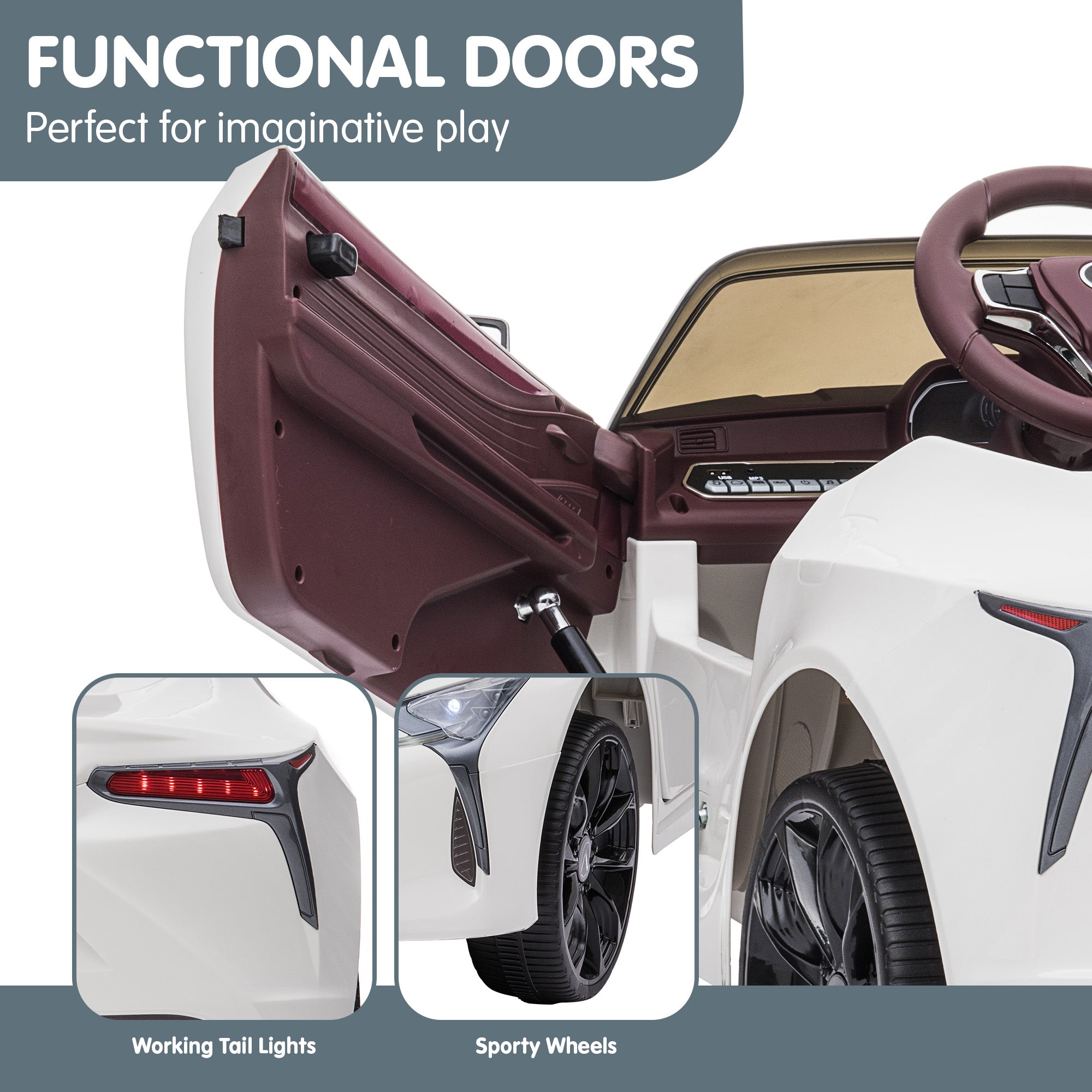 Kahuna Licensed Lexus Lc 500 Kids Electric Ride On Car - White 7