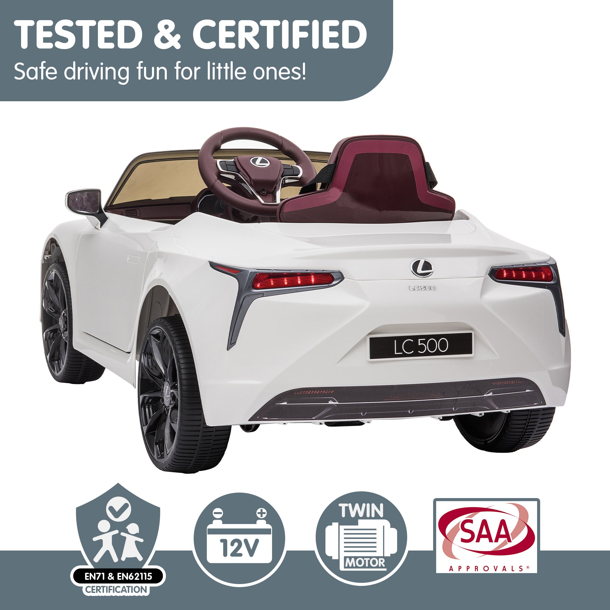 Kahuna Licensed Lexus Lc 500 Kids Electric Ride On Car - White 8